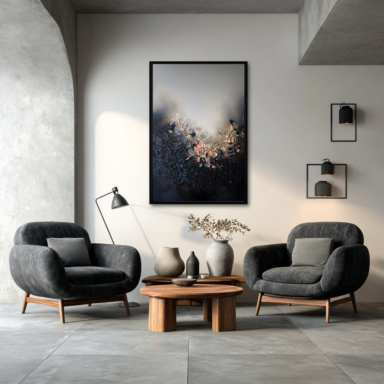 Abstract Black and white flowers