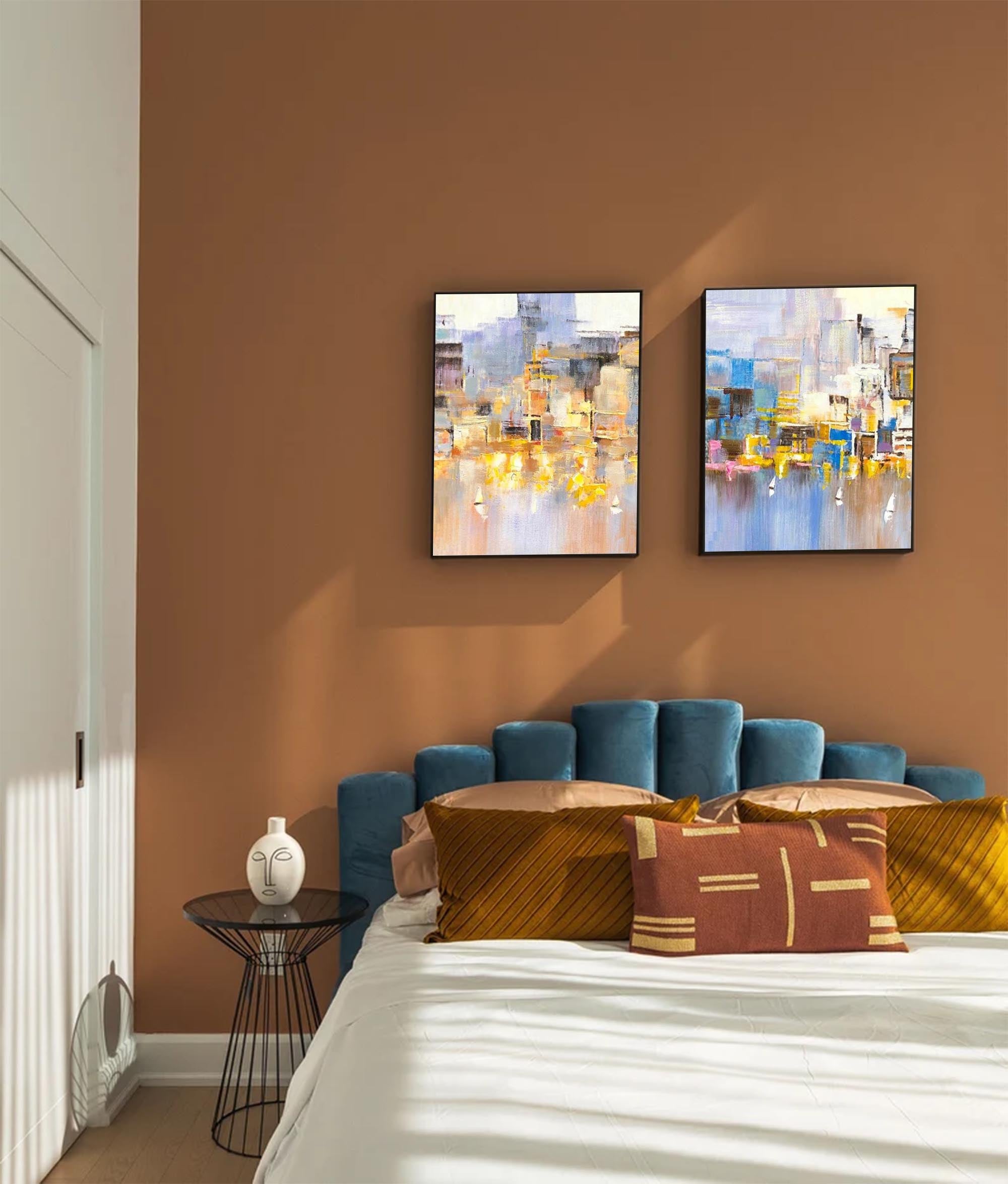 Cityscape Duo Abstract Oil Art