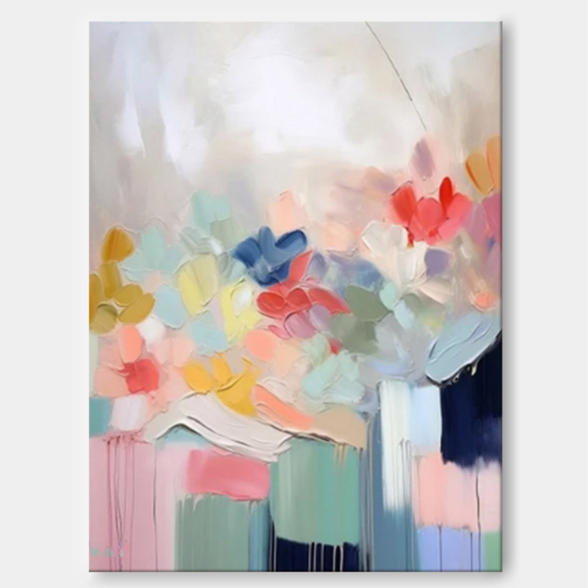 Soft Bloom Pastel Abstract Canvas Art