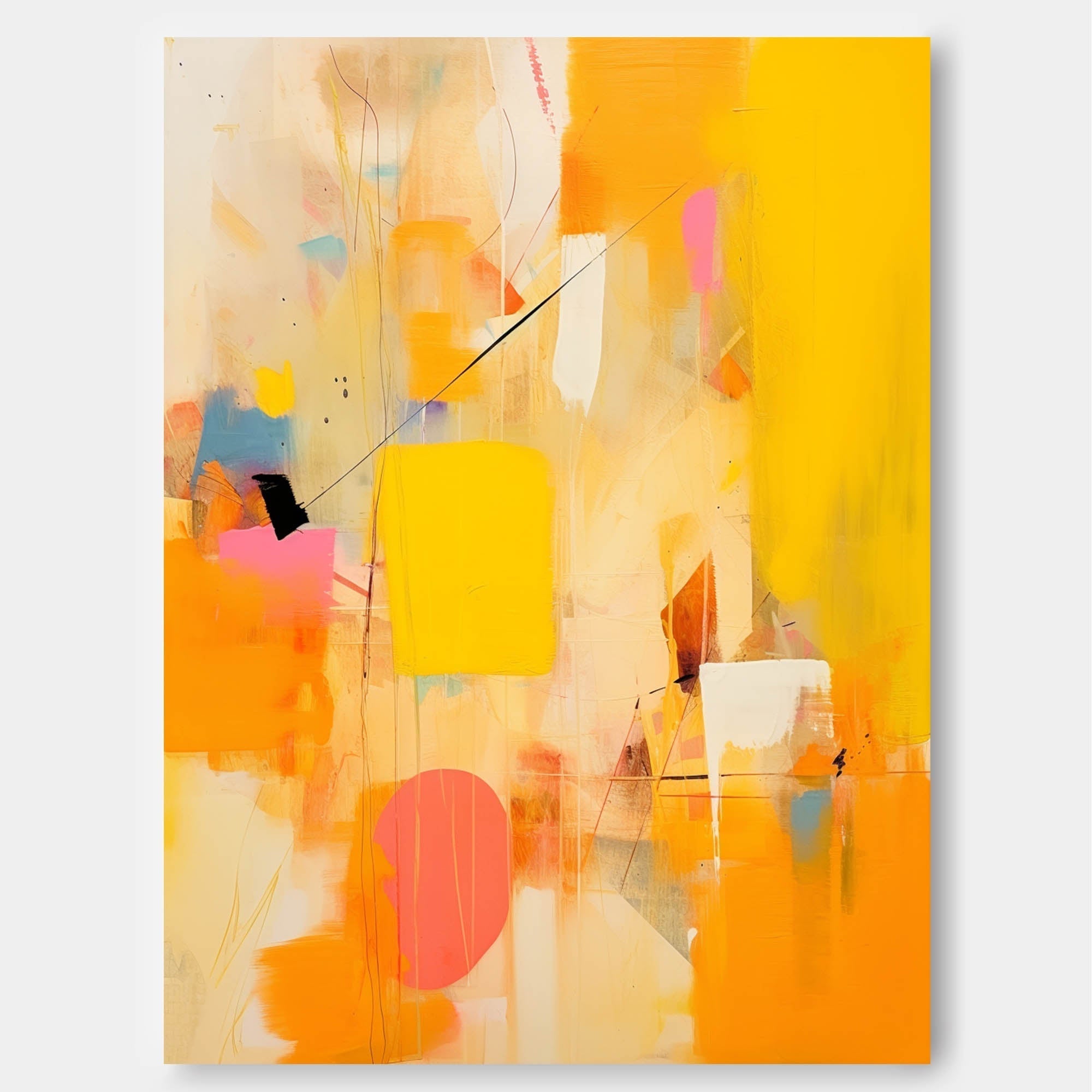 Golden Abstraction in Pink and Yellow