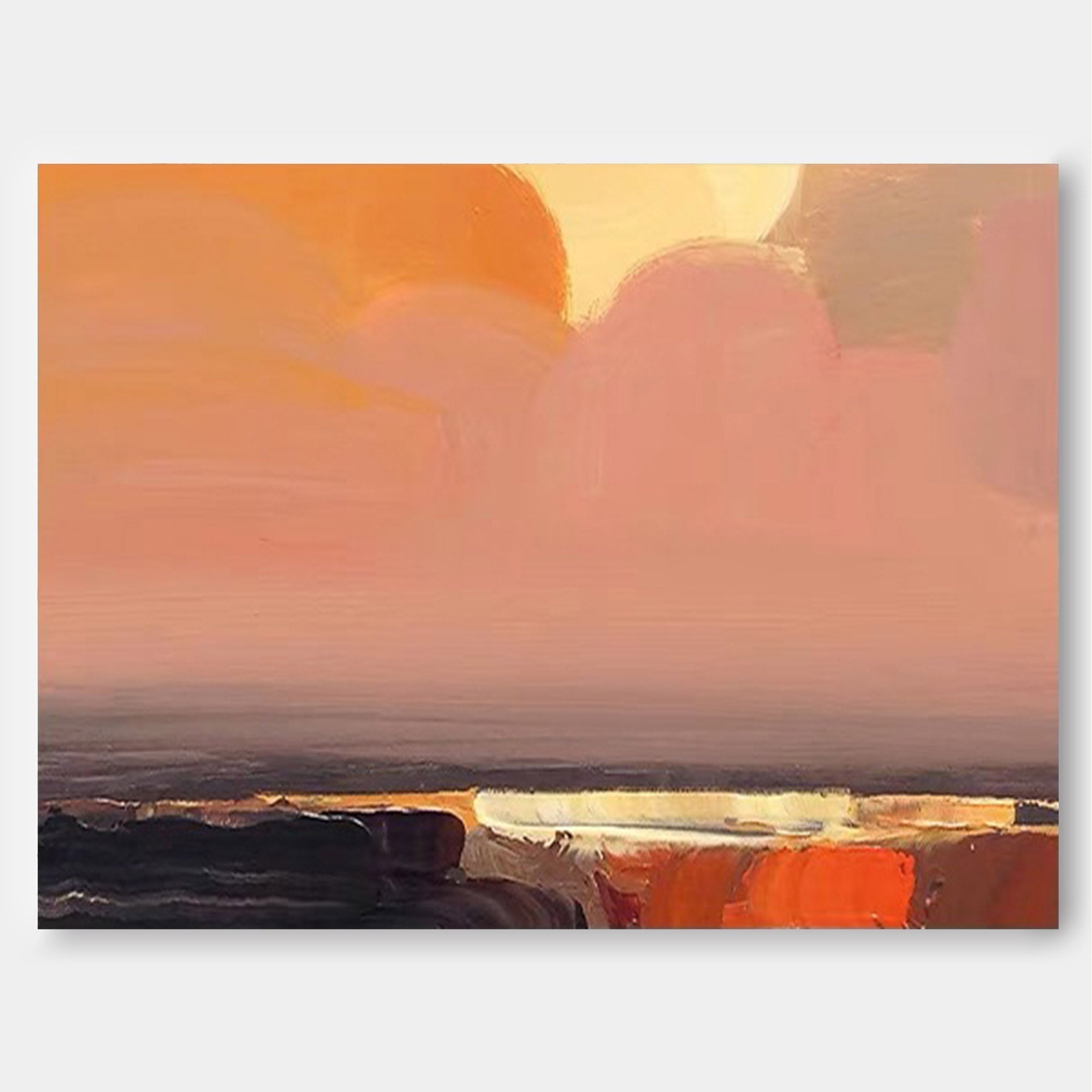 Serene Sunset Abstract Oil Art