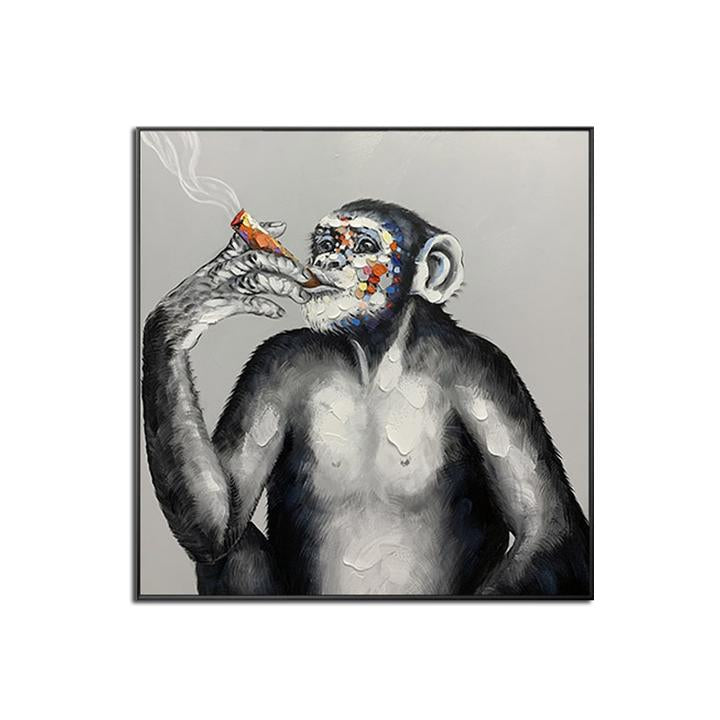 Abstract chimpanzee painting with colorful bubble