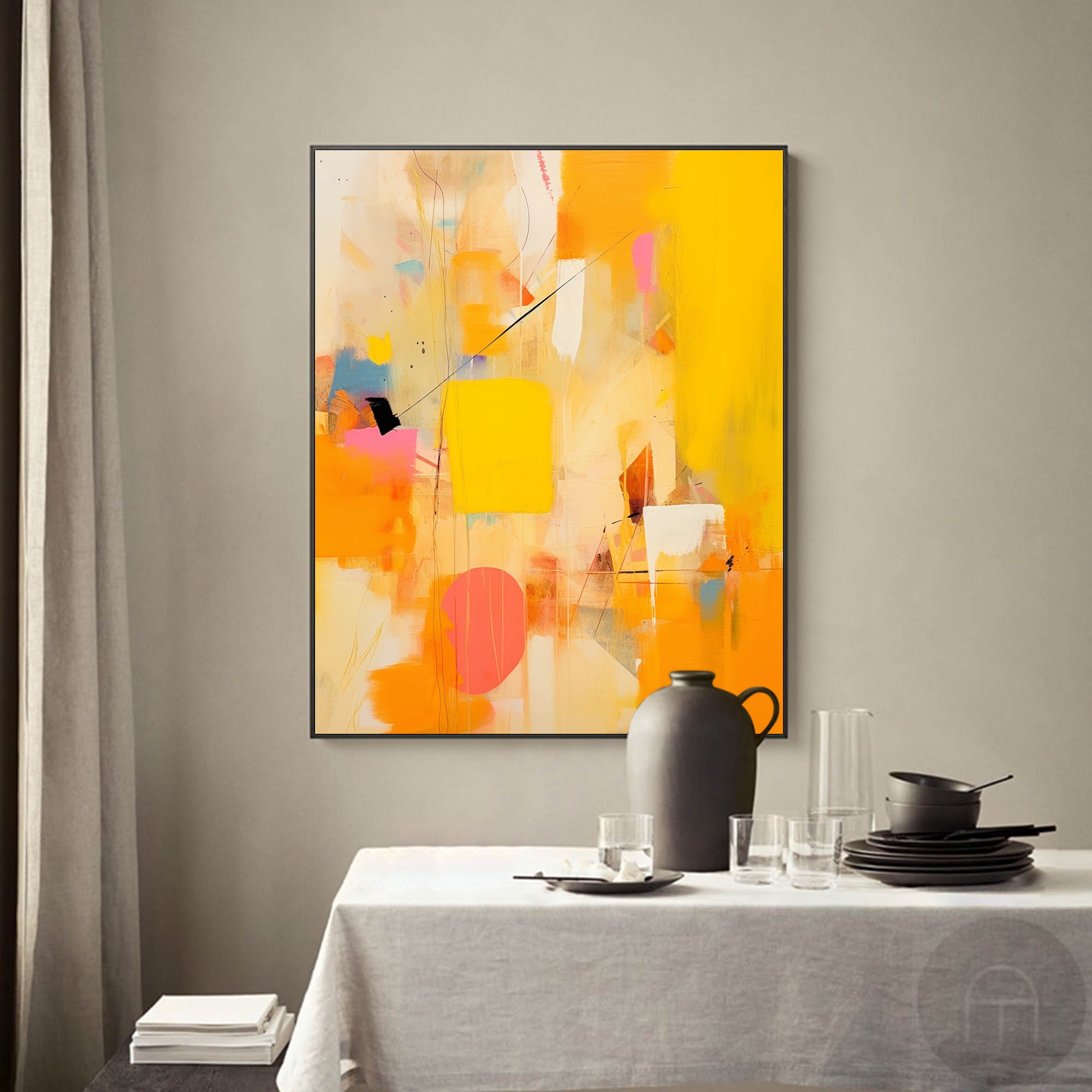 Golden Abstraction in Pink and Yellow