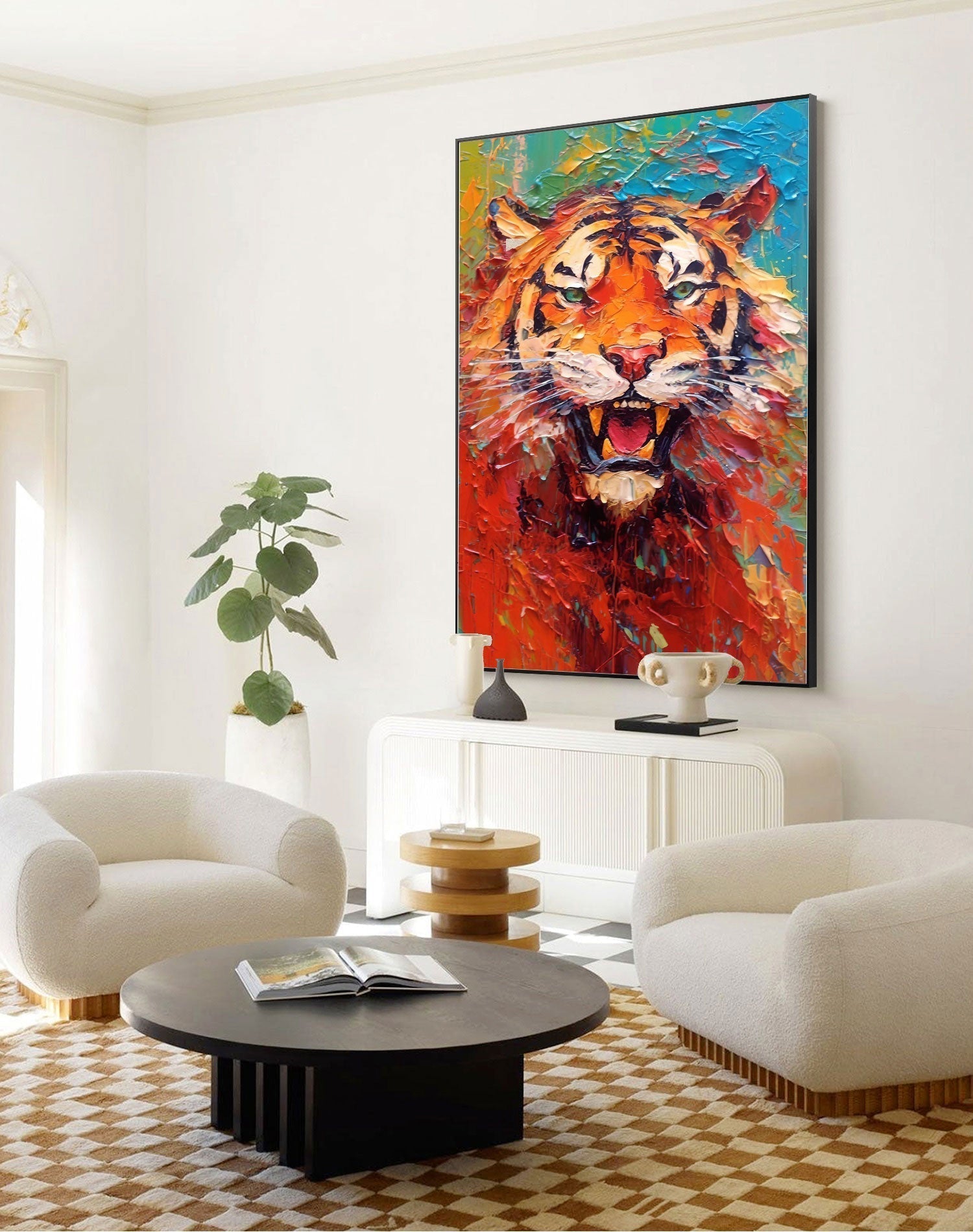 Vivid Roar: Fierce Tiger in Flames