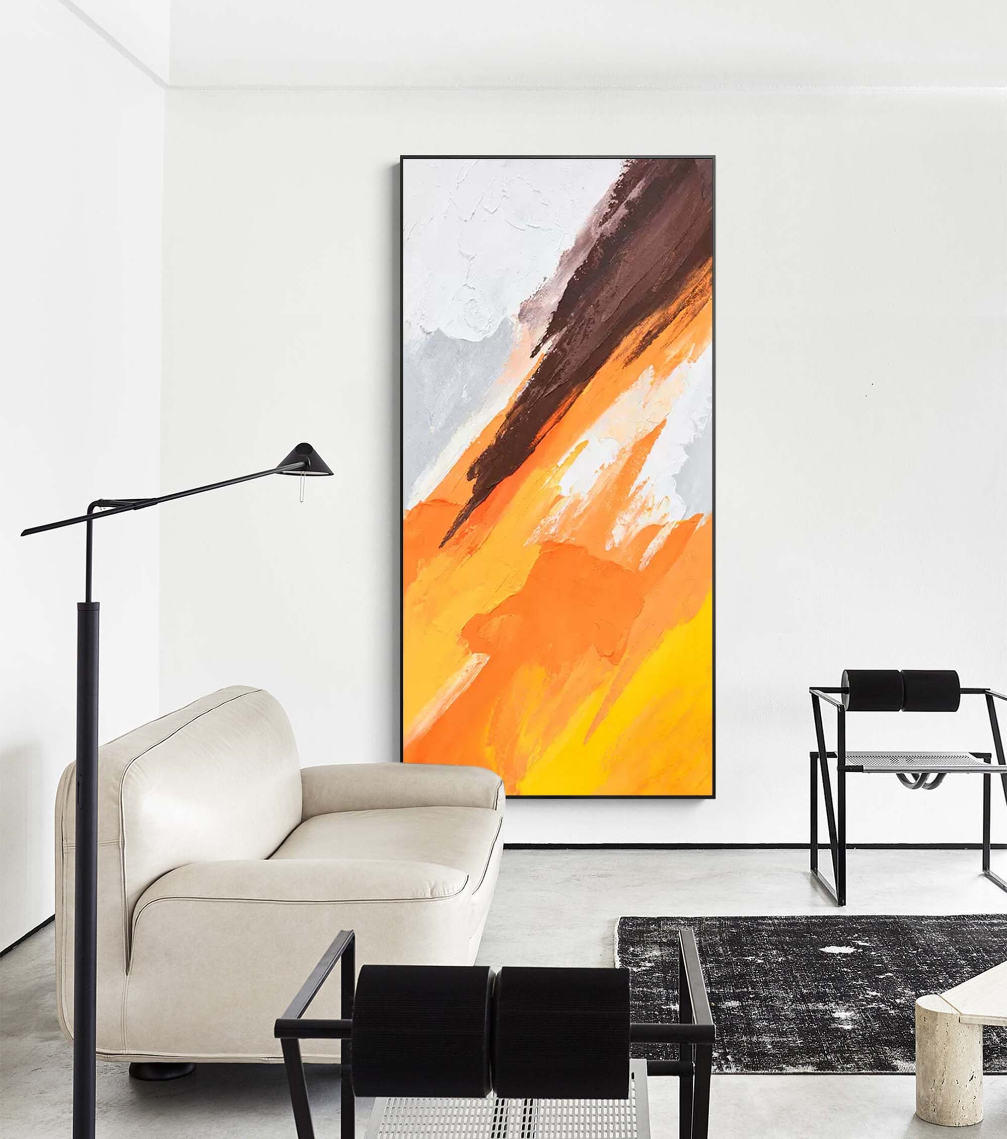 Dynamic Orange and Brown Abstract Art