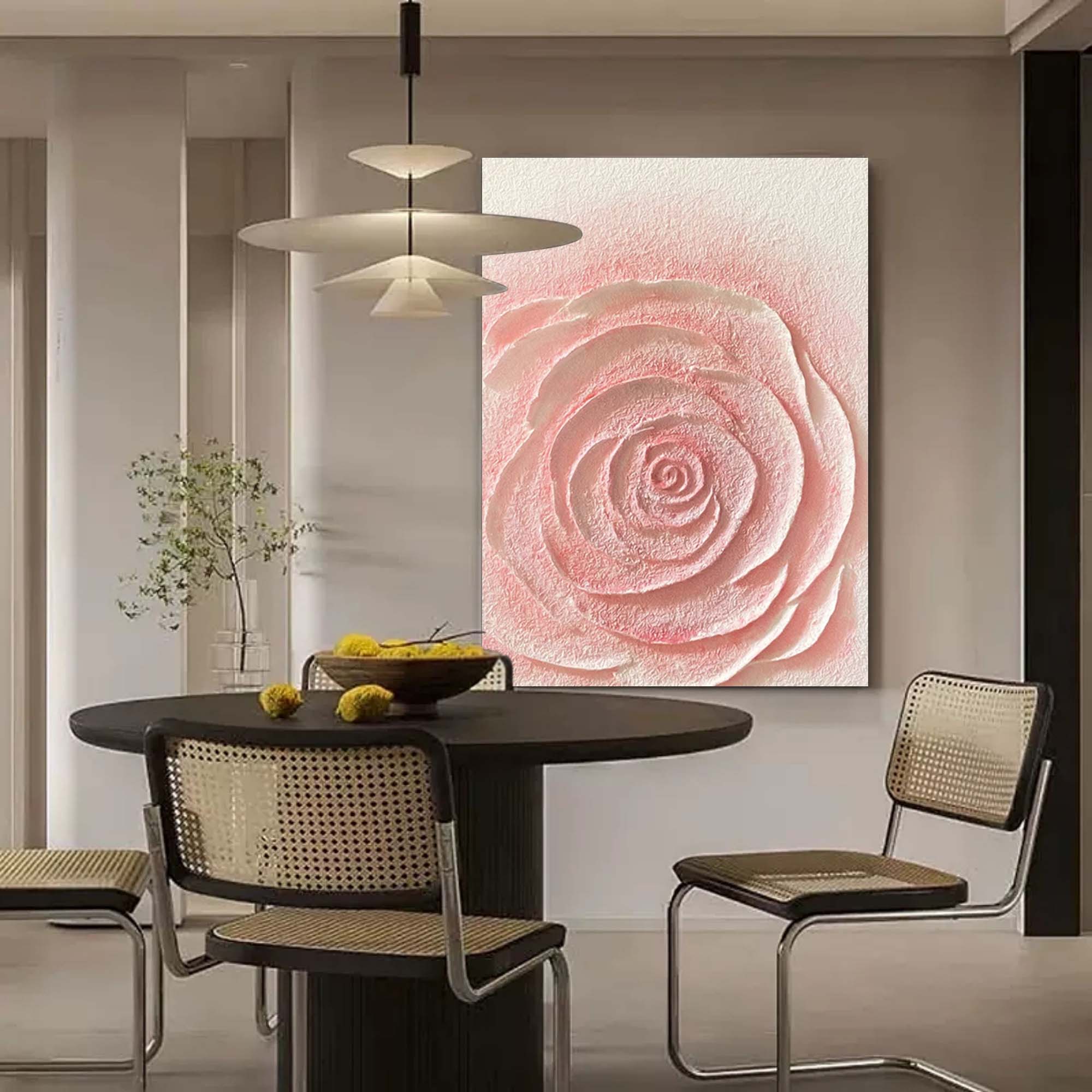 Textured Rose Floral Canvas Art