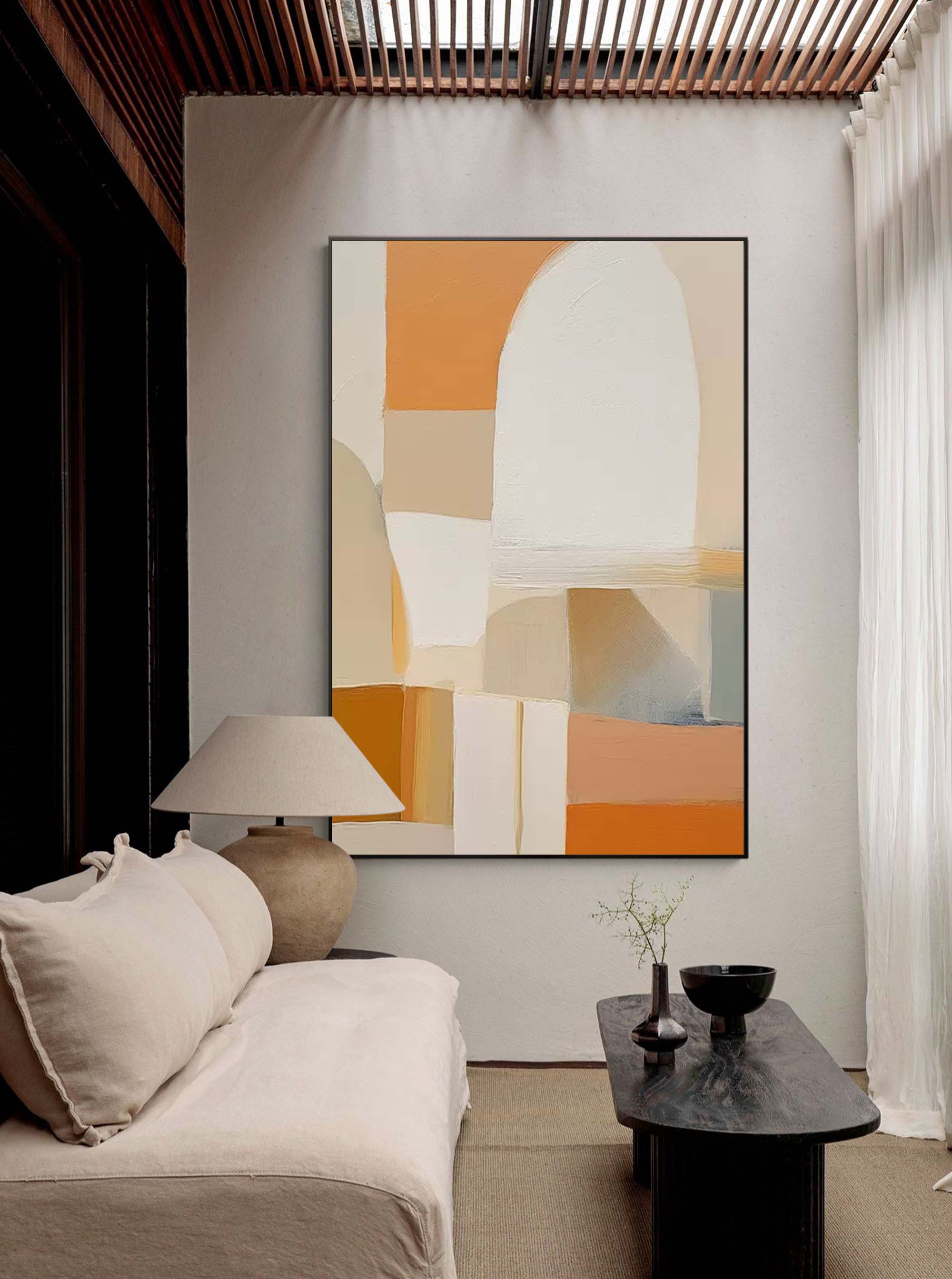 Soft Curves and Warm Hues Abstract Art