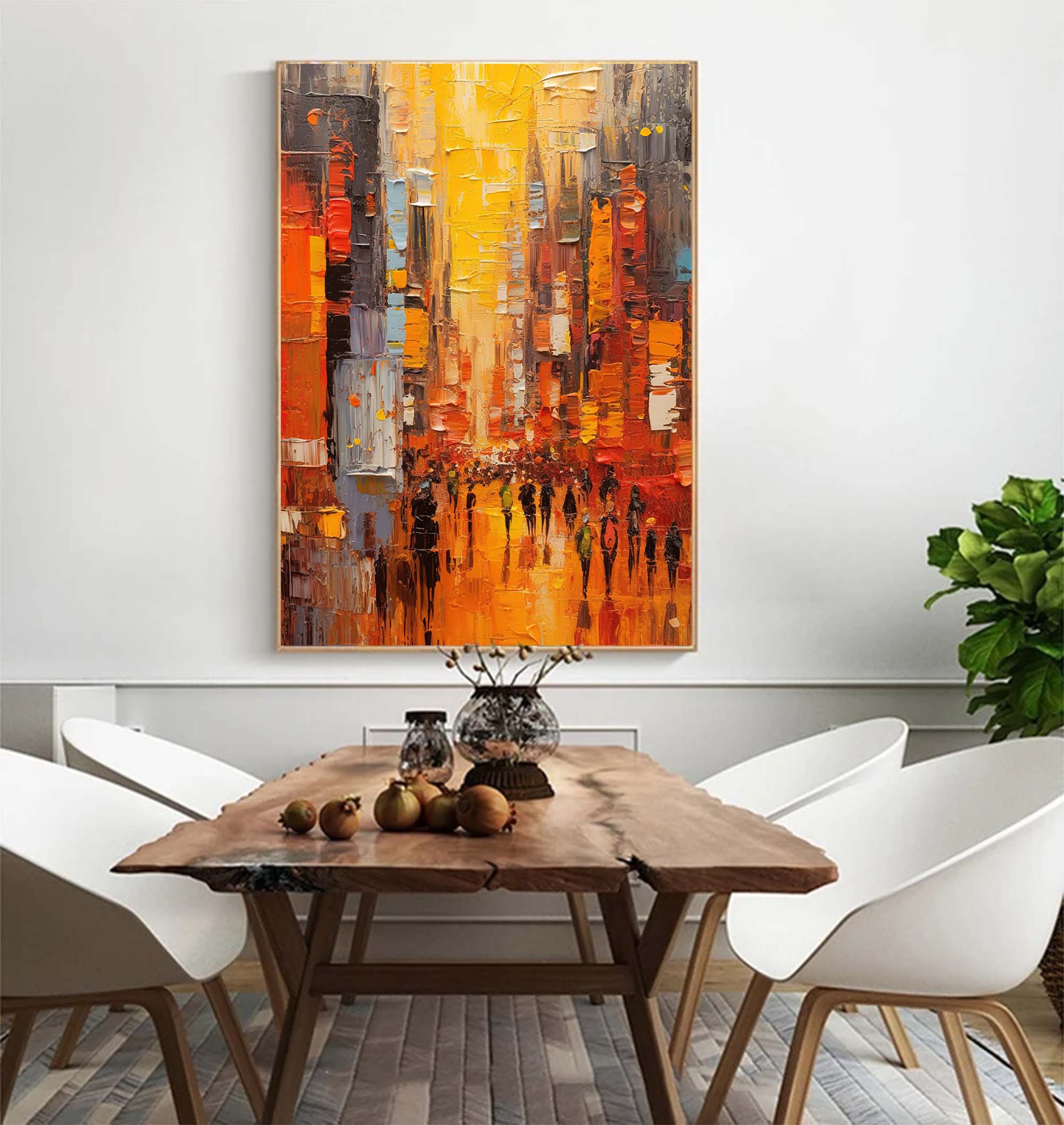 Nighttime City Walk Oil Painting