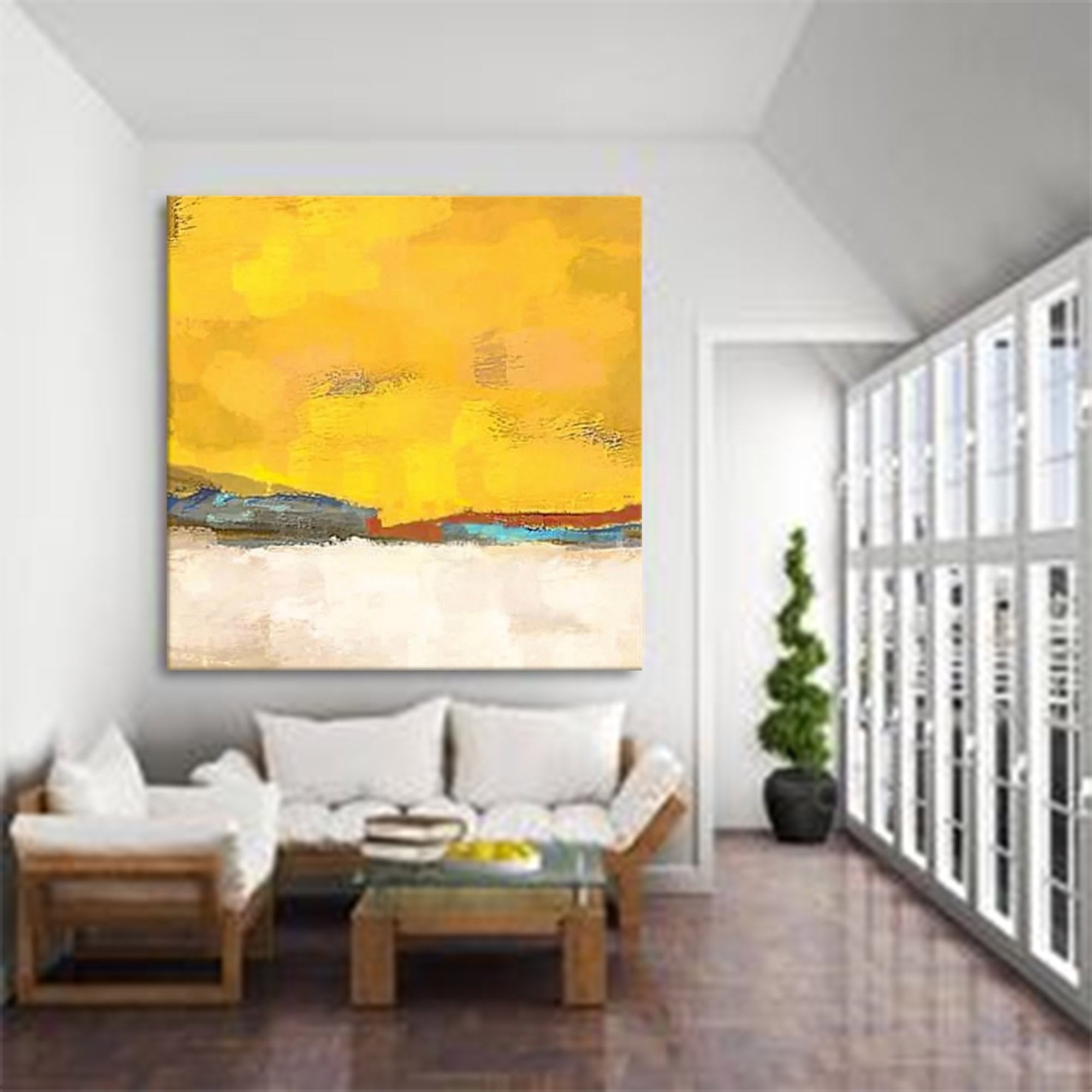 Golden Horizon: Abstract Sunset Serenity