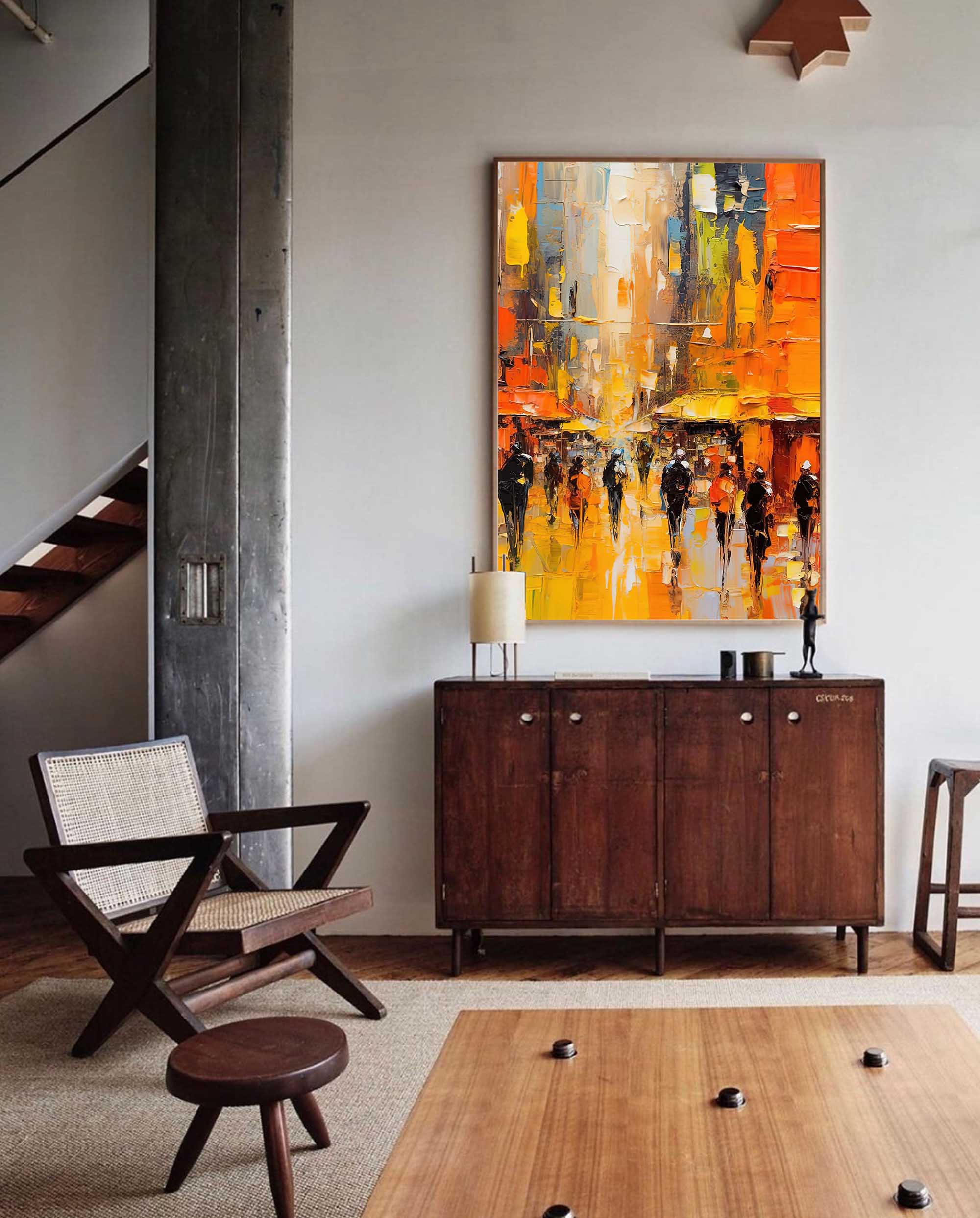 Golden Hour Cityscape Oil Painting