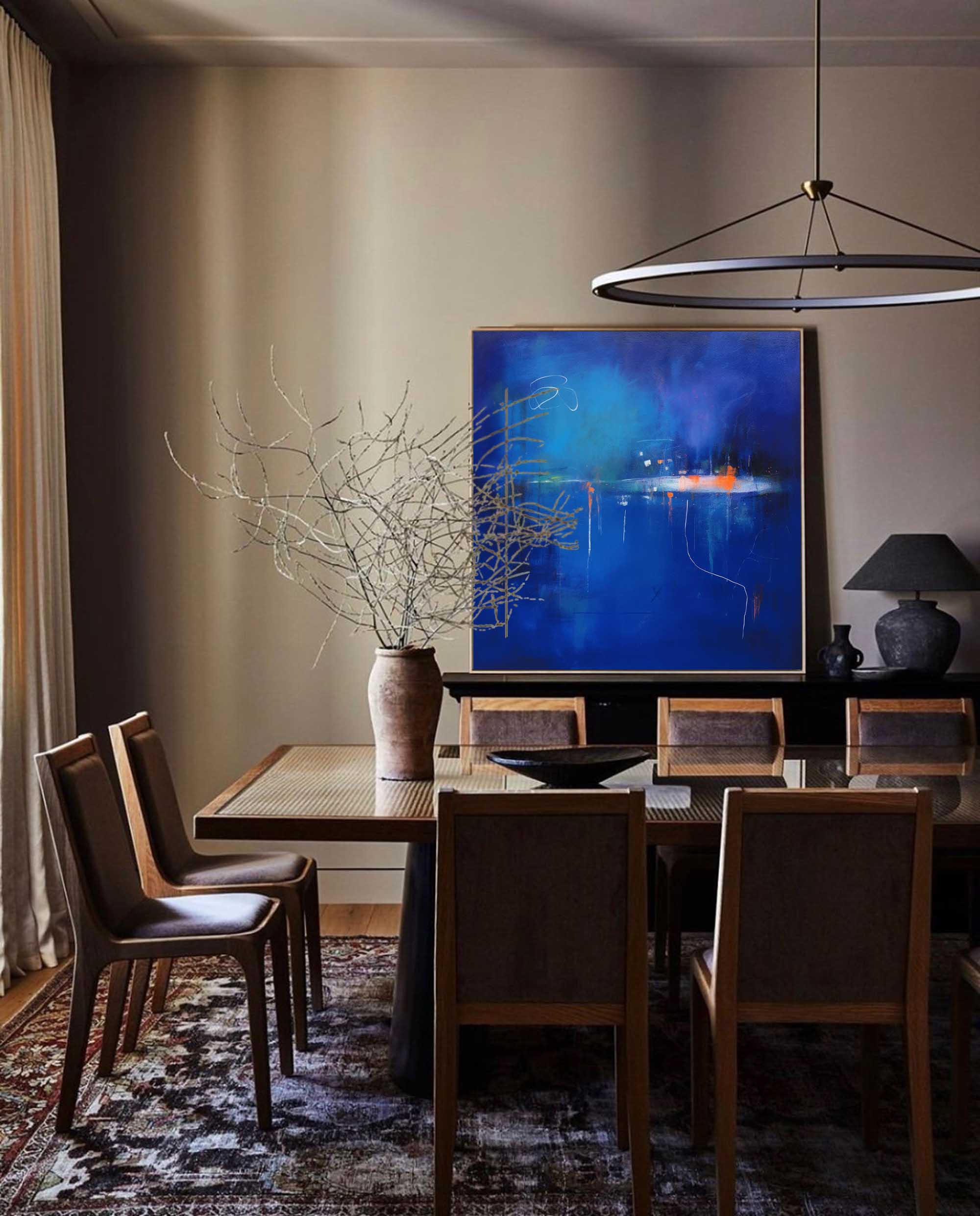 Mysterious Blue Abstract Horizon Art