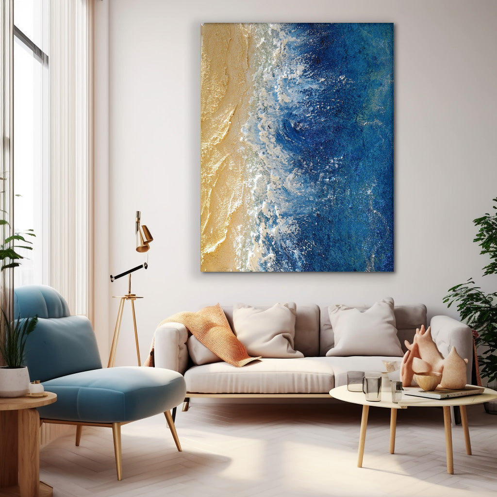 Abstract Diptych in Teal and Gold