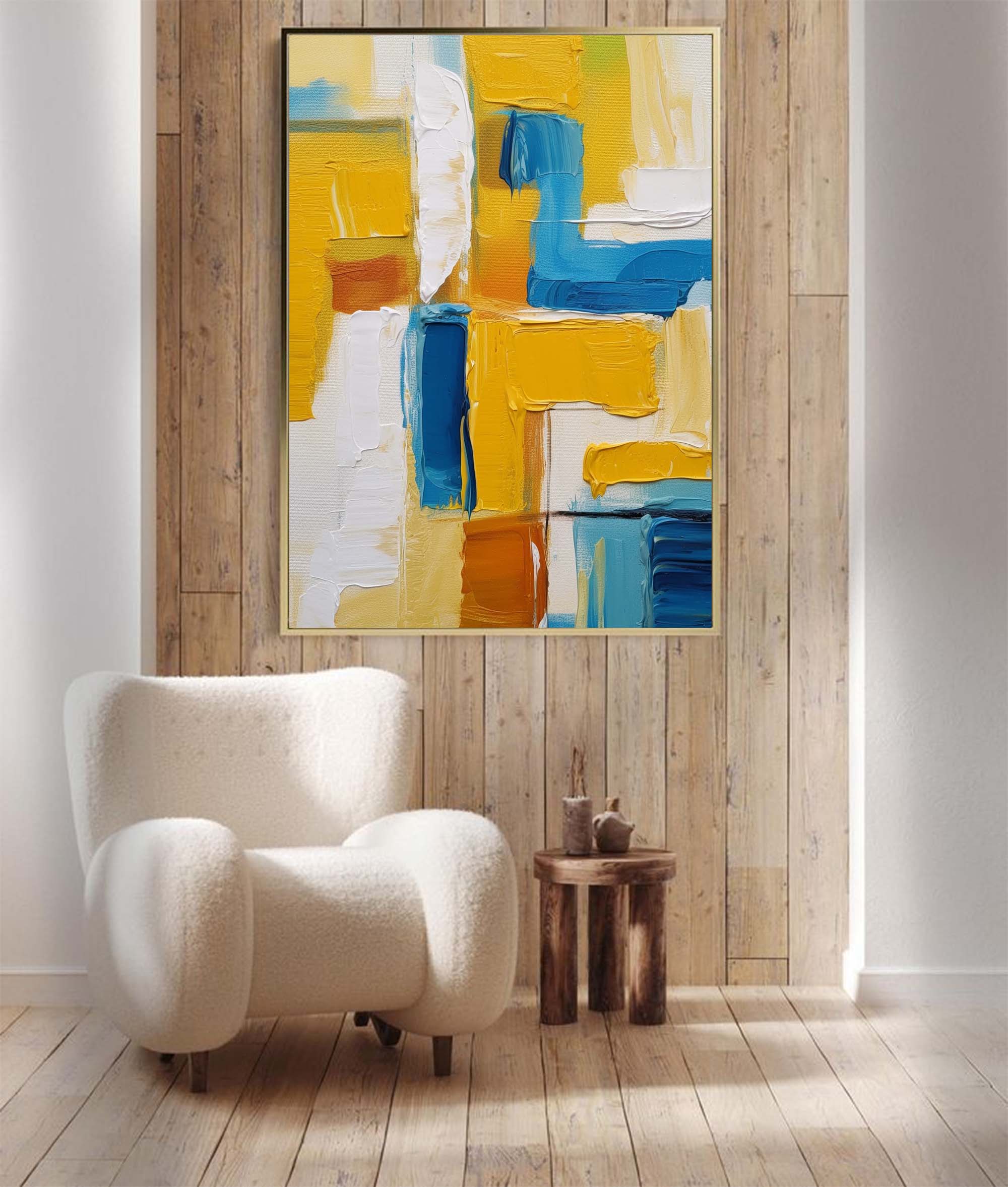 Sunlit Geometry in Blue and Gold