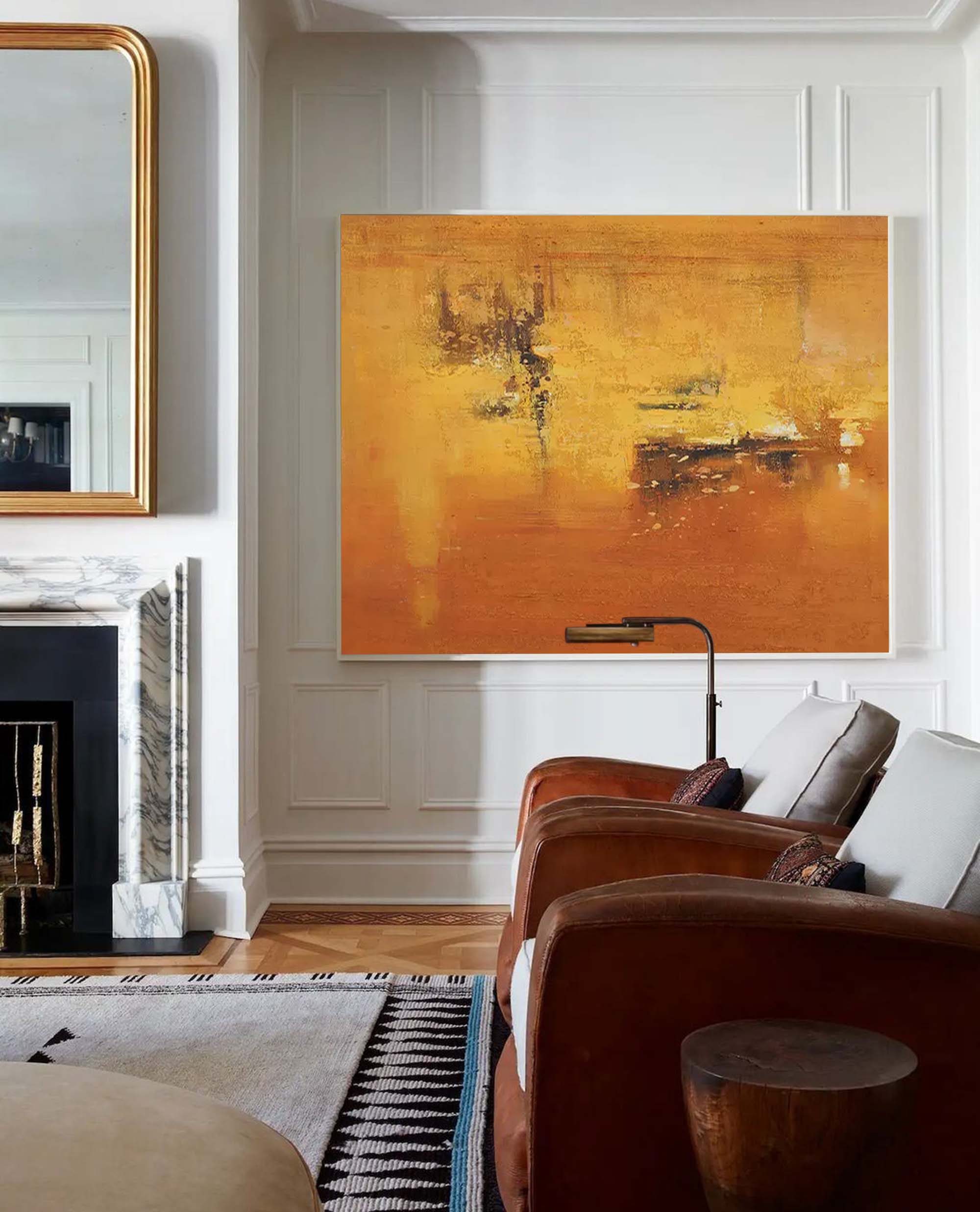 Golden Abstract Sunset Canvas Art