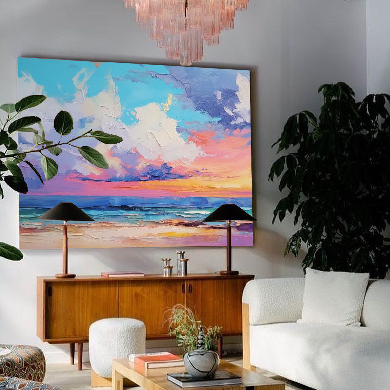 Pastel Sunset Over Calm Waves