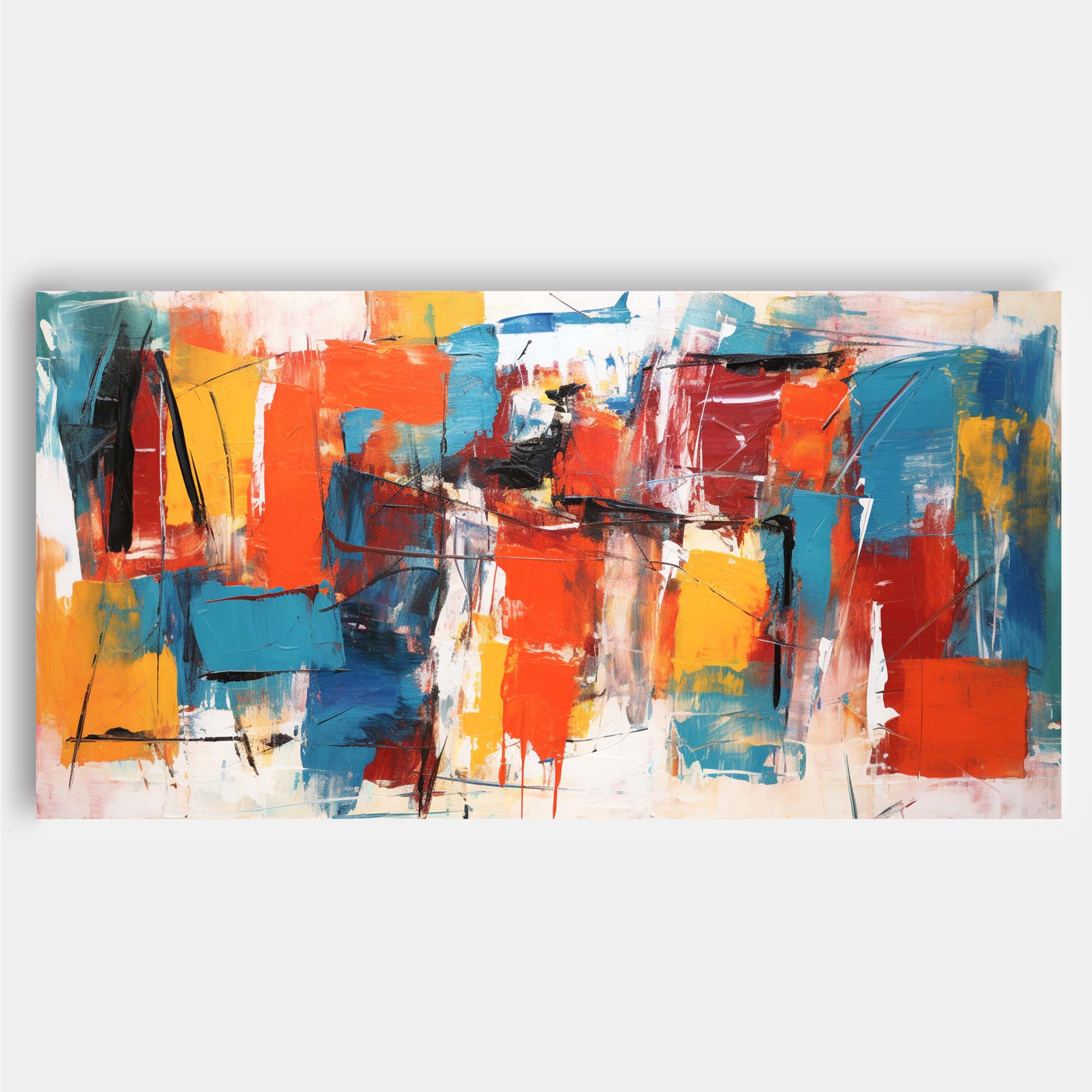 Urban Energy in Red and Blue Abstract