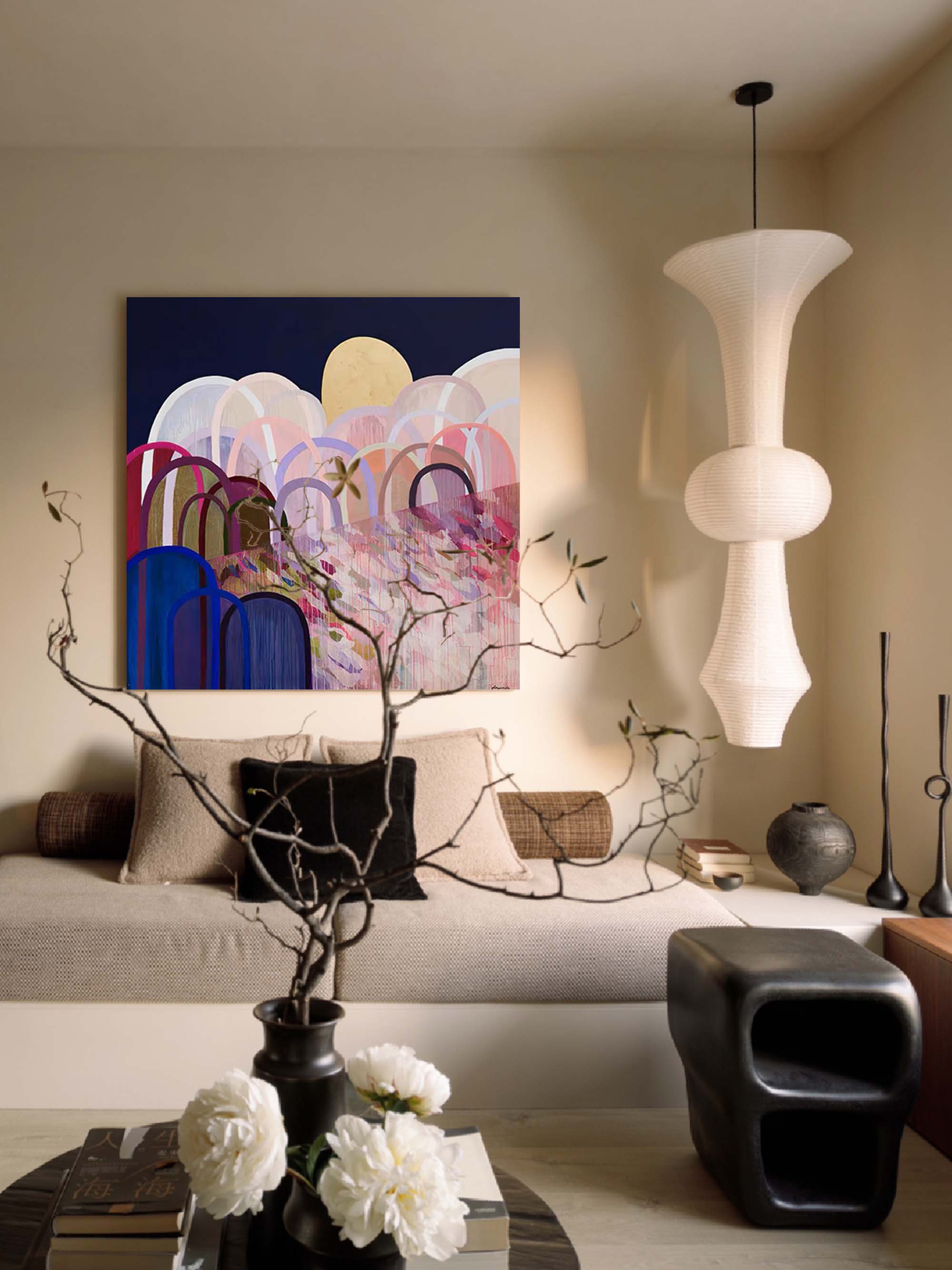 Moonlit Arches Abstract Landscape Art