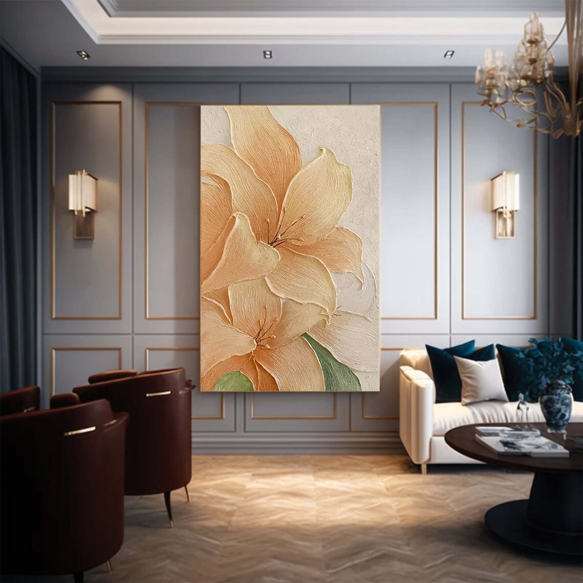 Textured Lily Floral Canvas Art