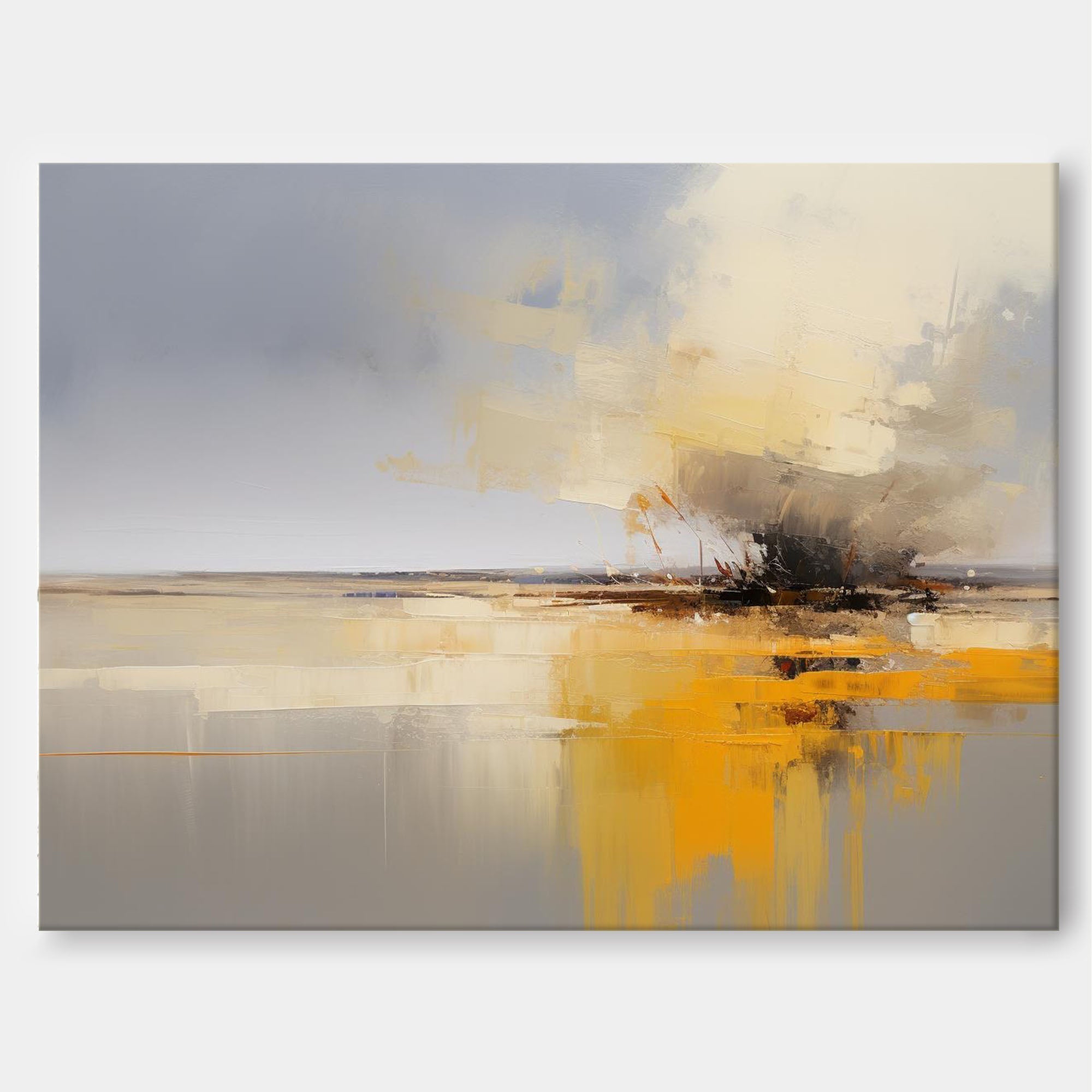 Bold Yellow and Gray Abstract Art