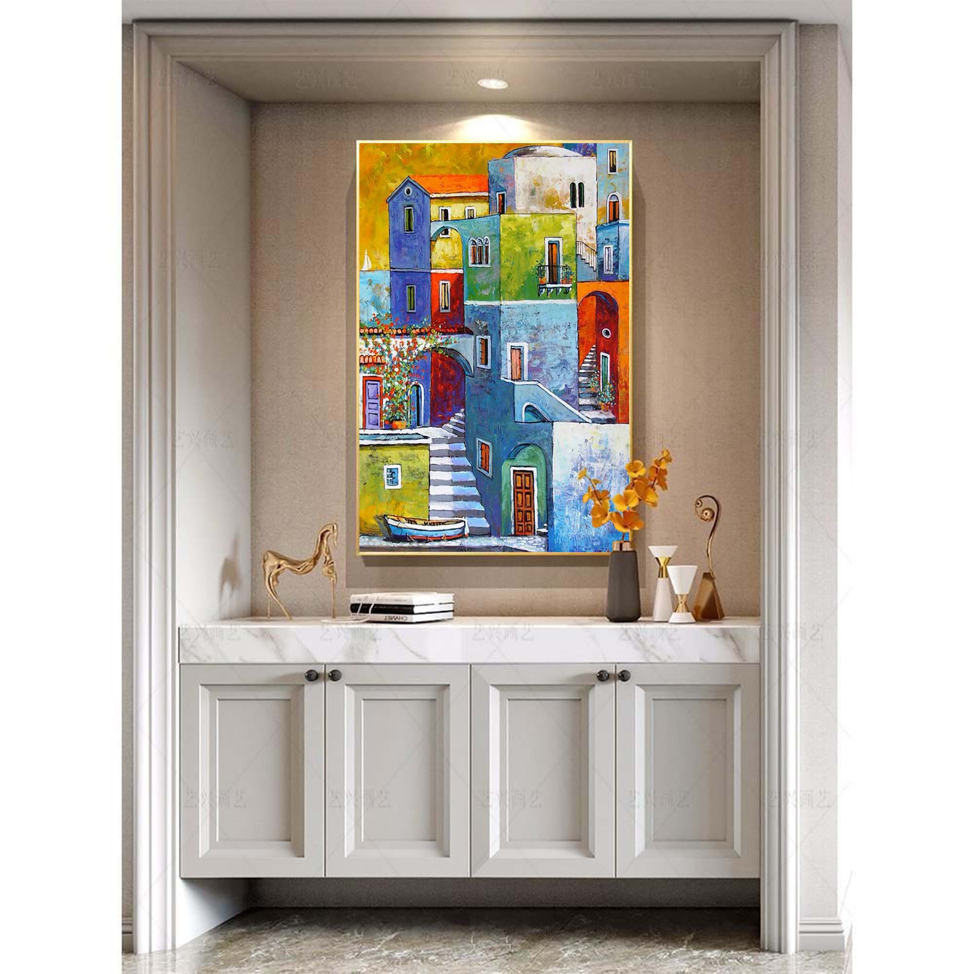 Colorful Mediterranean Townscape Art
