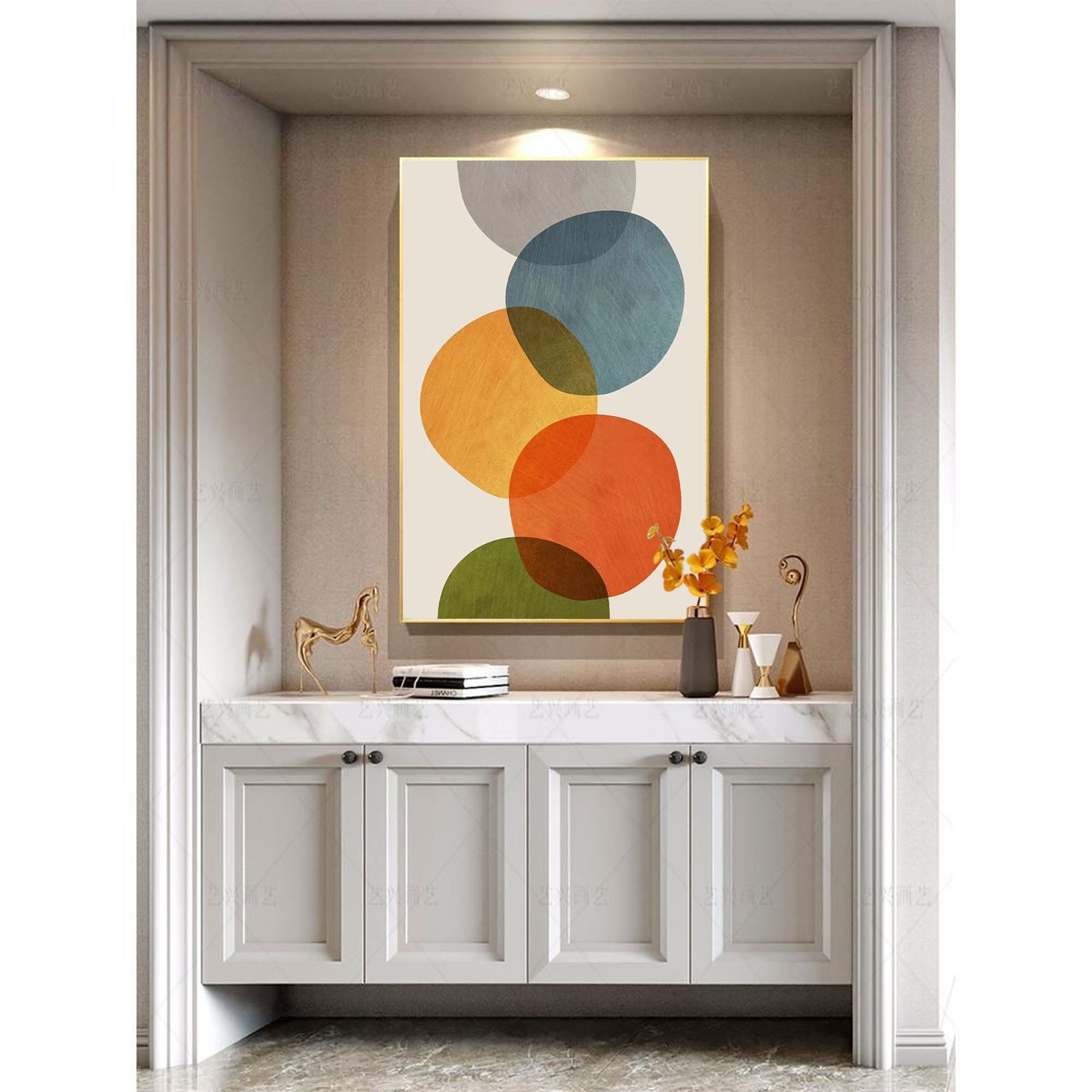Overlapping Shapes: Earthy Abstract Flow