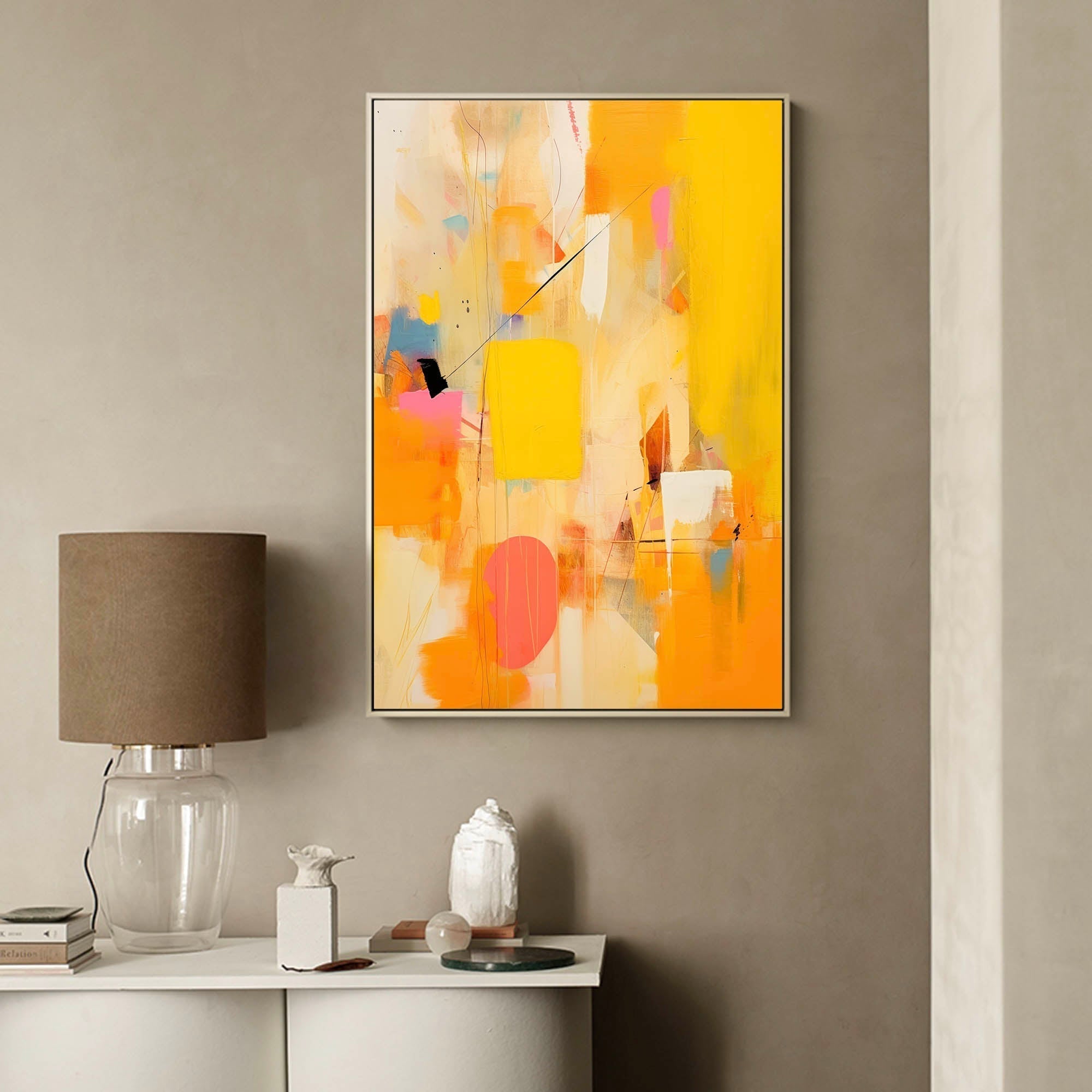 Golden Abstraction in Pink and Yellow
