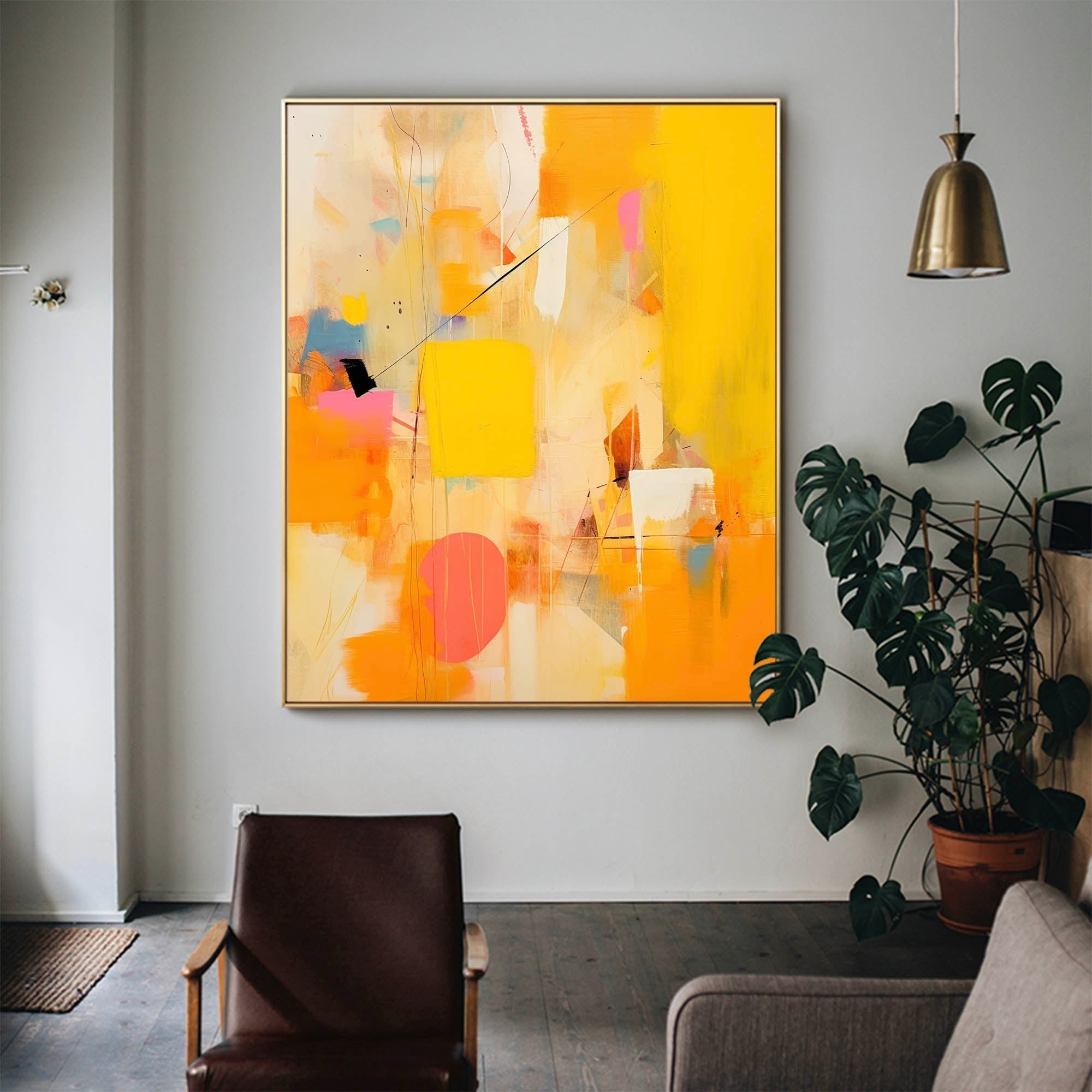Golden Abstraction in Pink and Yellow