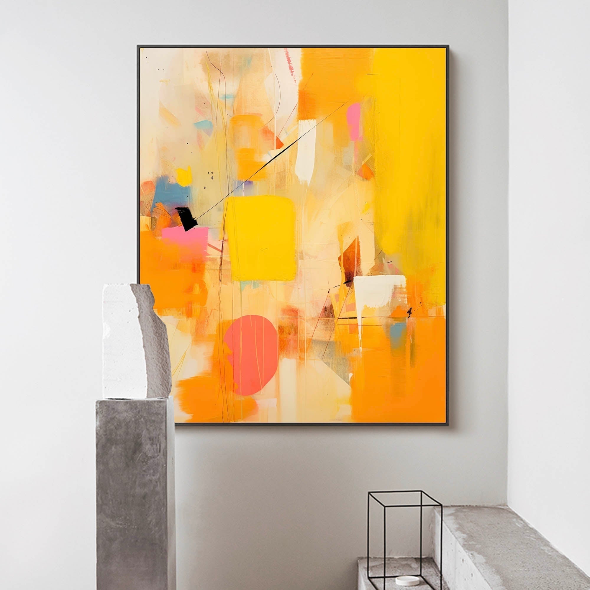 Golden Abstraction in Pink and Yellow