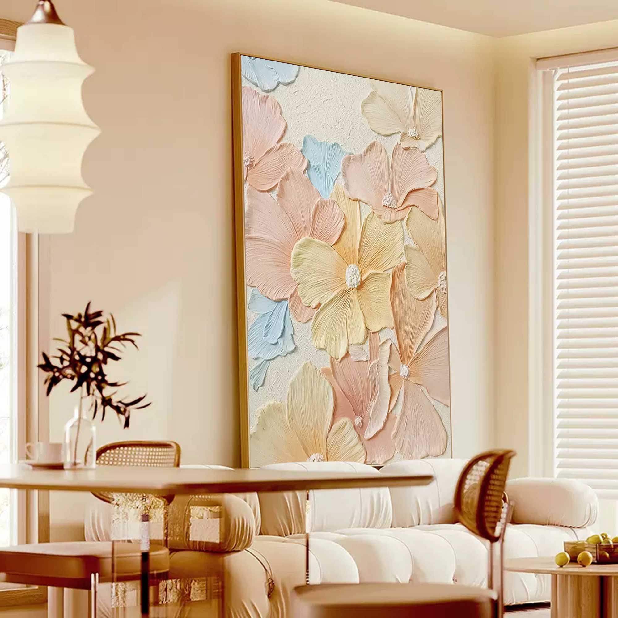 Pastel Floral Textured Canvas Art