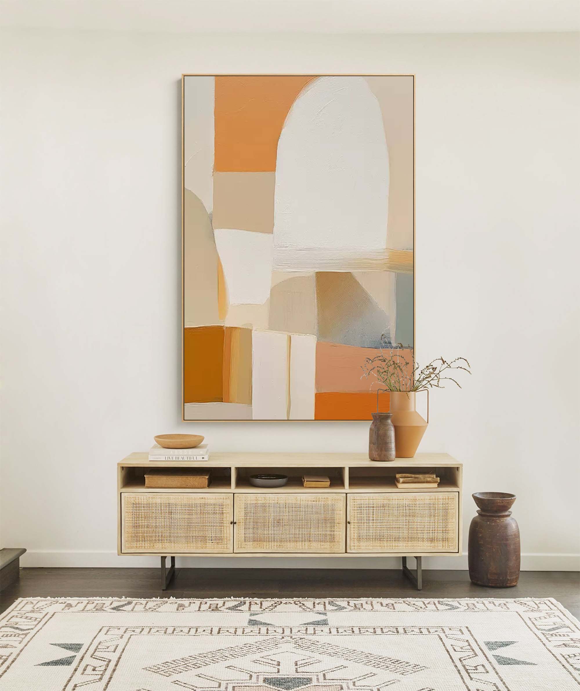 Soft Curves and Warm Hues Abstract Art