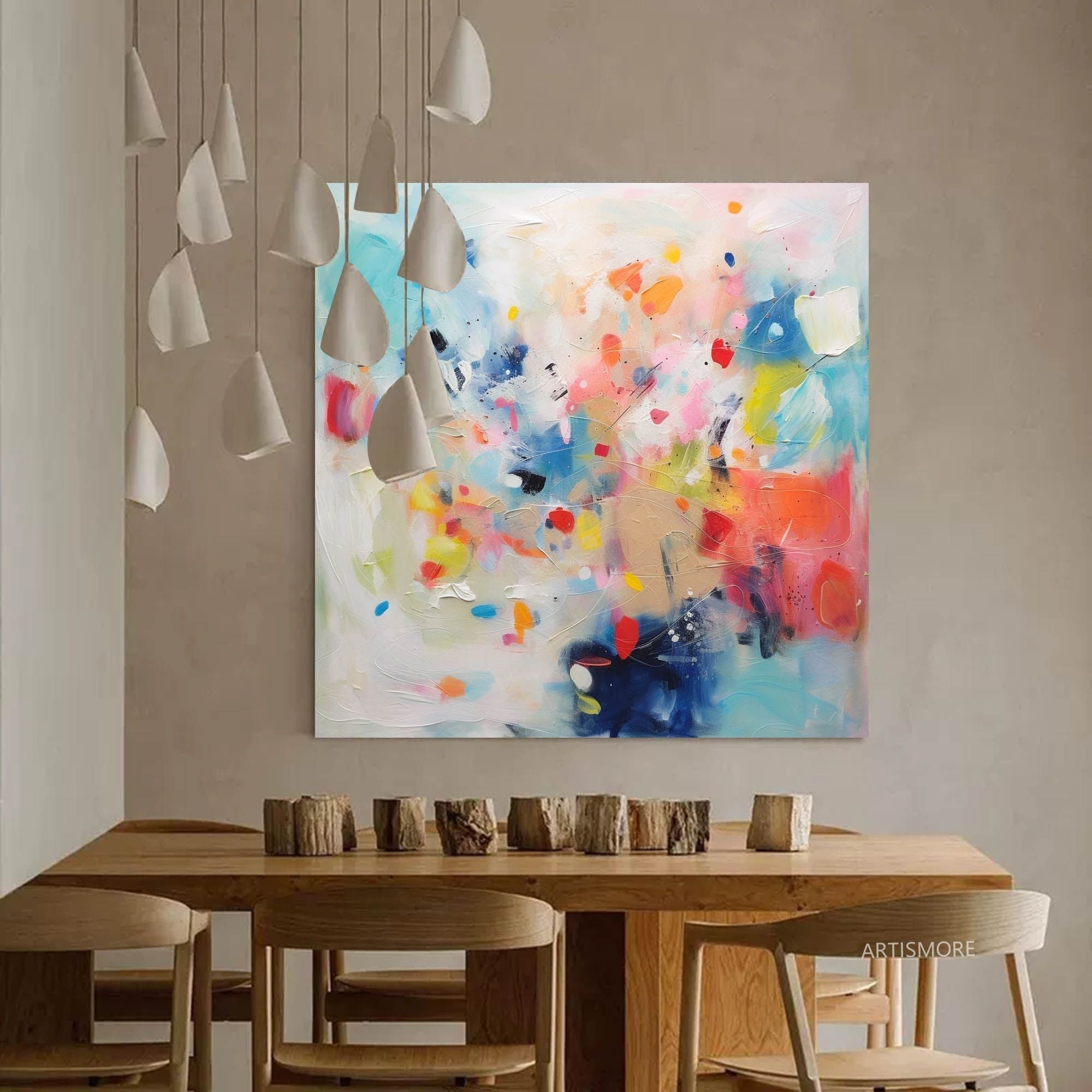 Abstract Color Burst Brushstroke Art