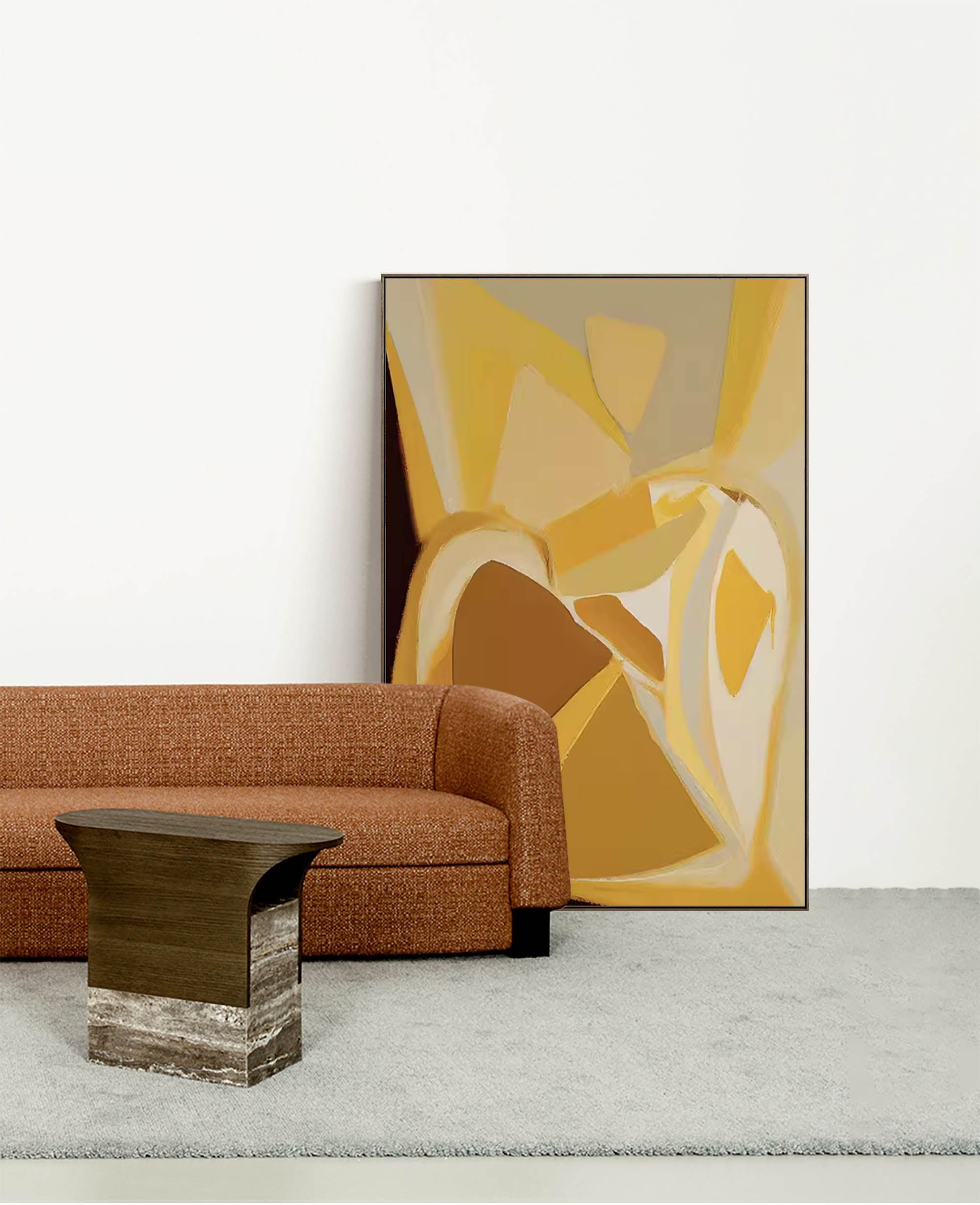 Geometric Golden Hues Abstract Art