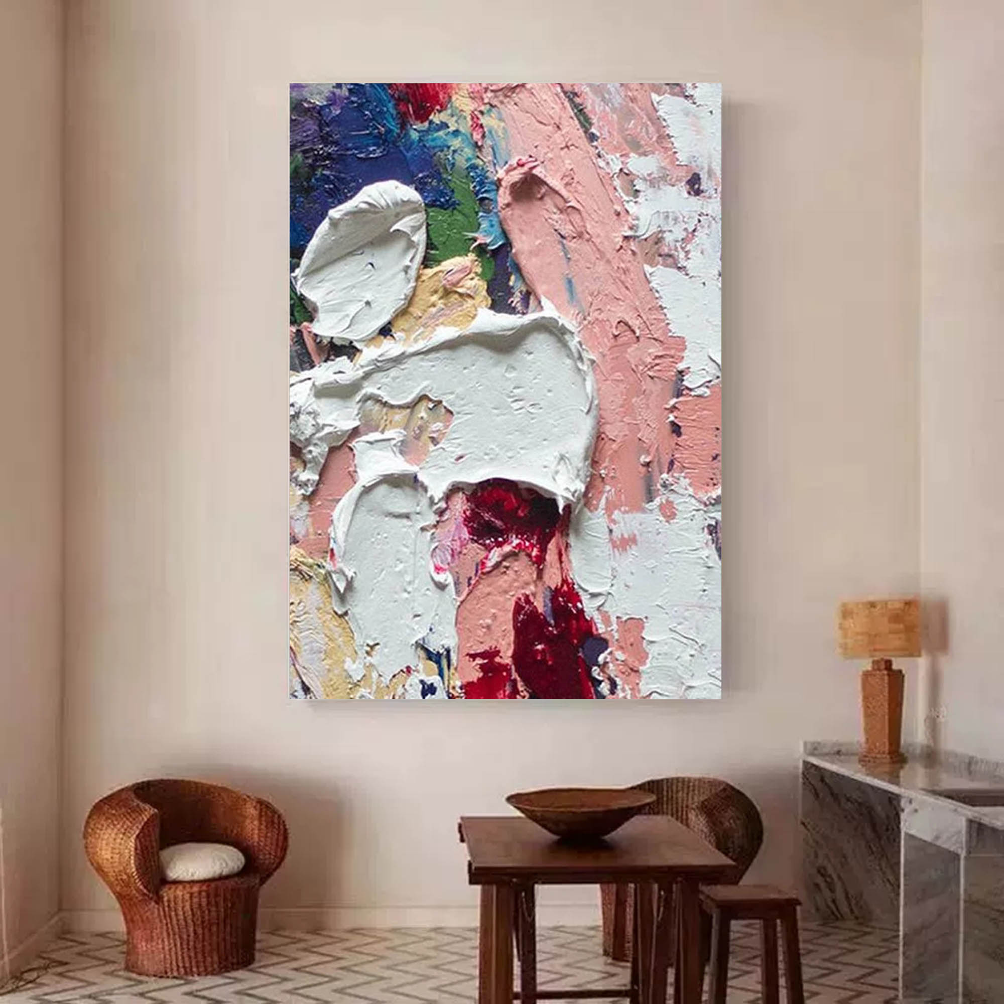 Soft Pastel Palette Knife Abstract Art