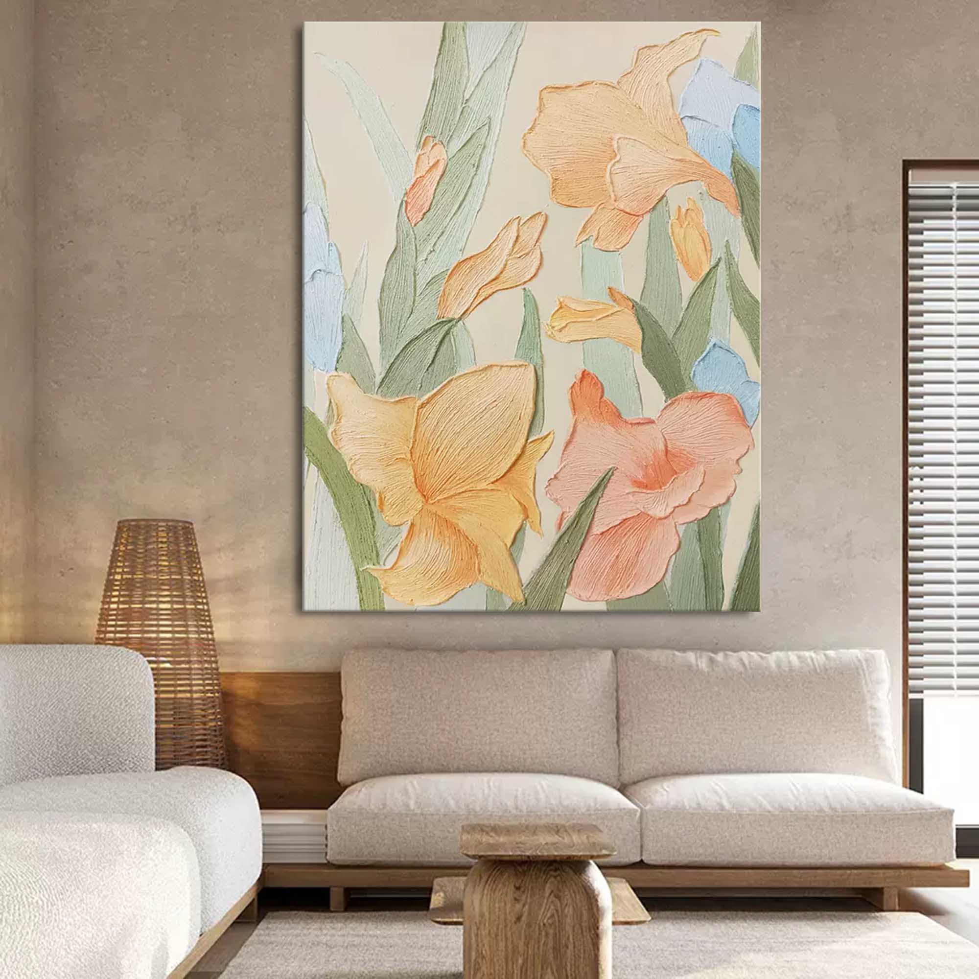 Vibrant Floral Textured Canvas Art