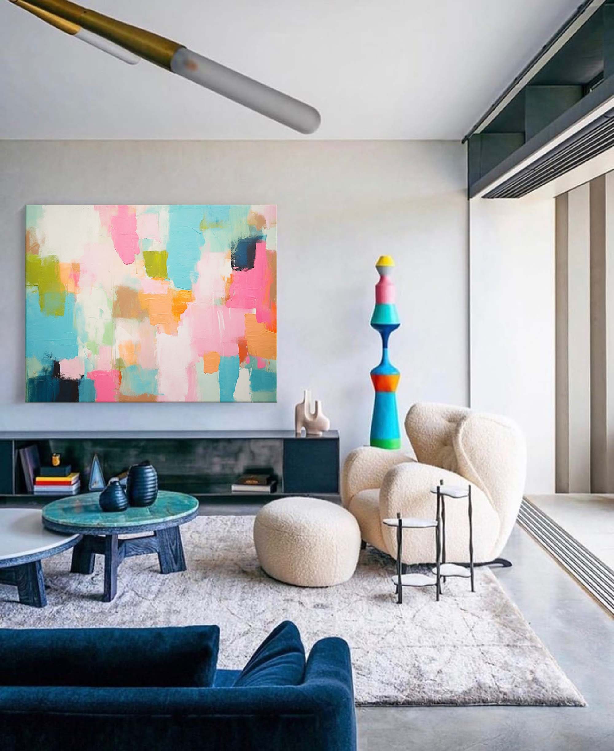 Pastel Patchwork Abstract Canvas