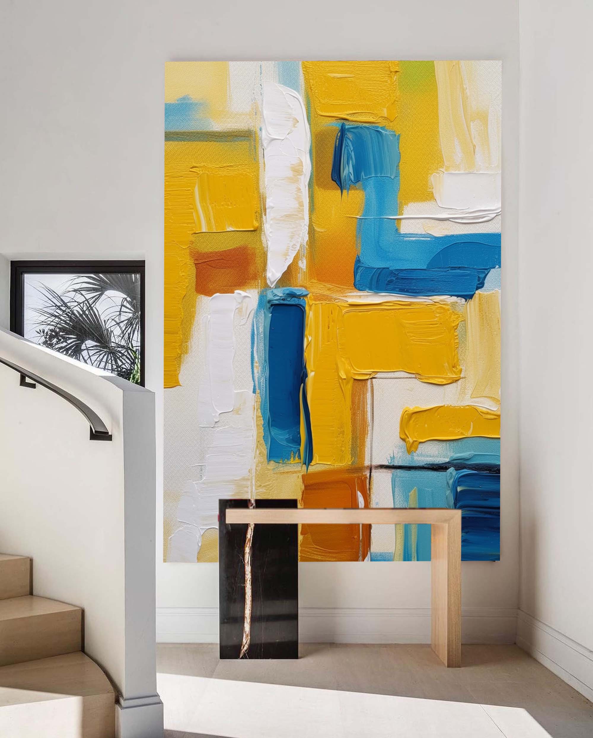 Sunlit Geometry in Blue and Gold