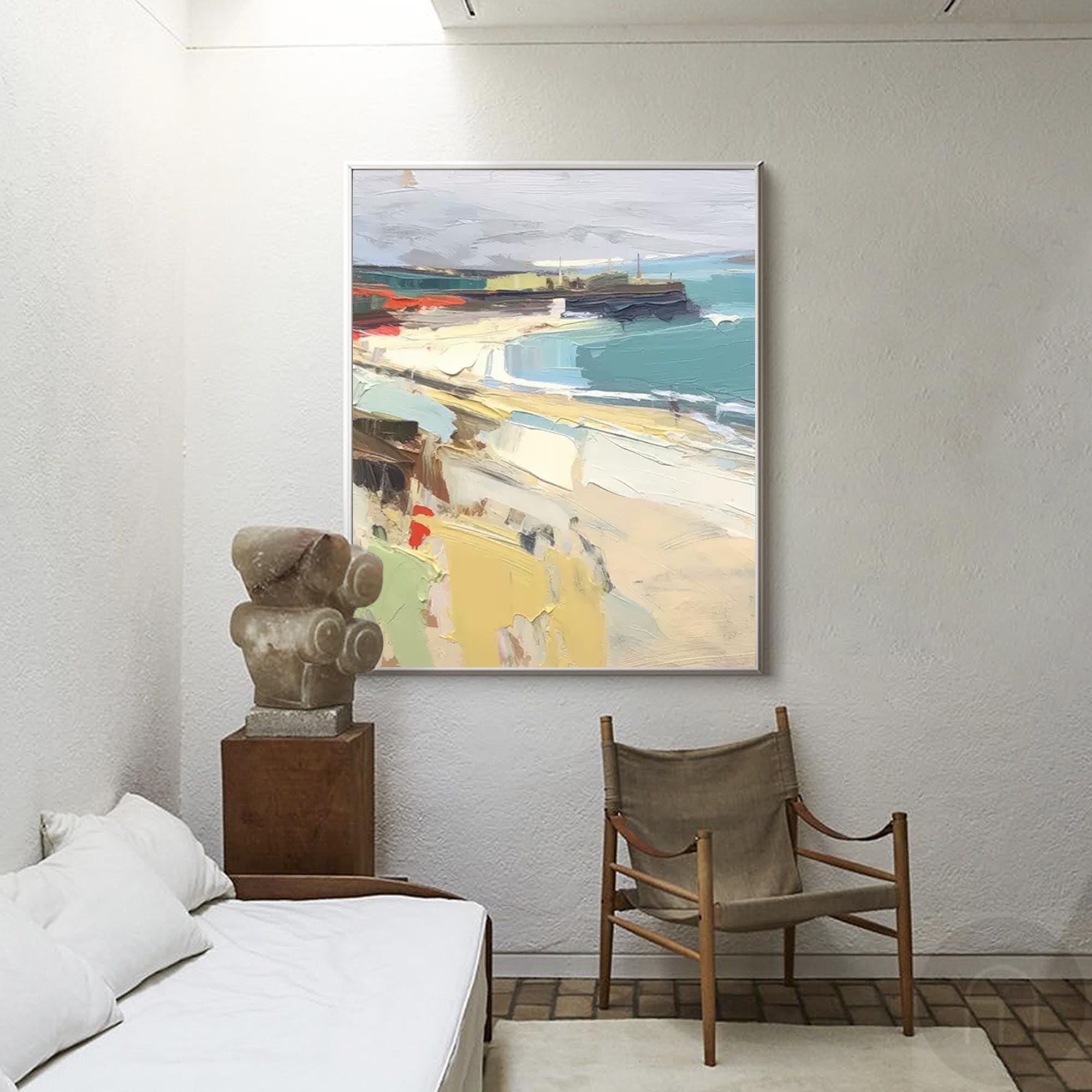 Serene Coastal Oil Painting