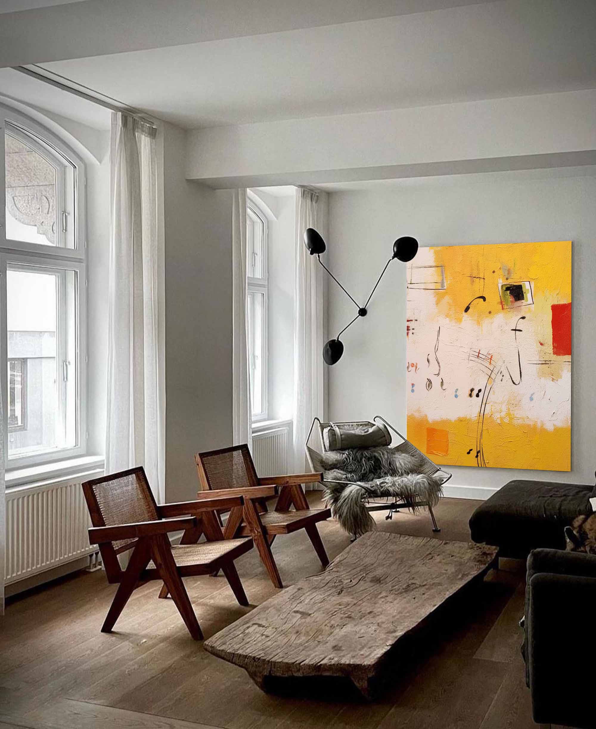 Abstract Musical Notes Canvas Art in Warm Tones