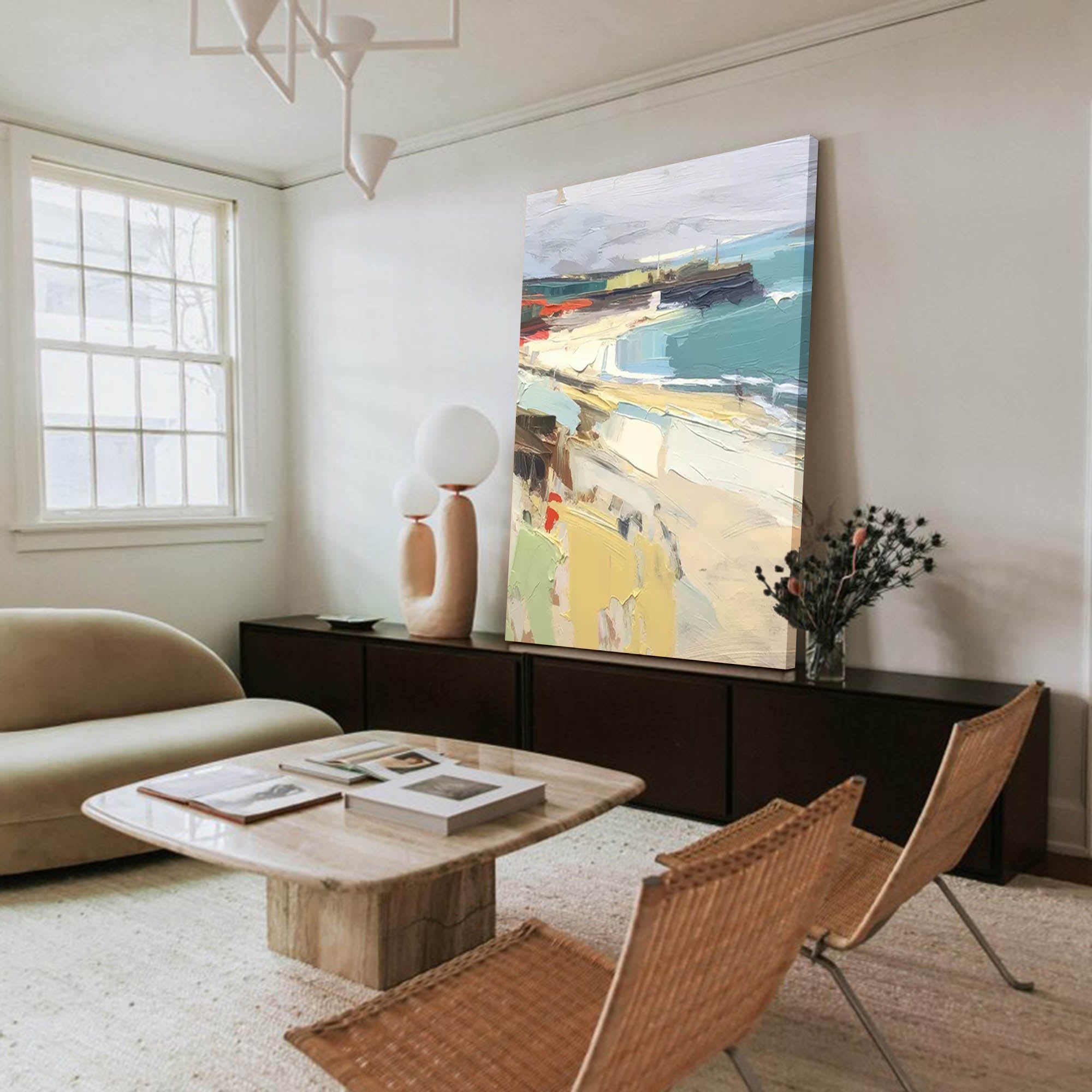 Serene Coastal Oil Painting