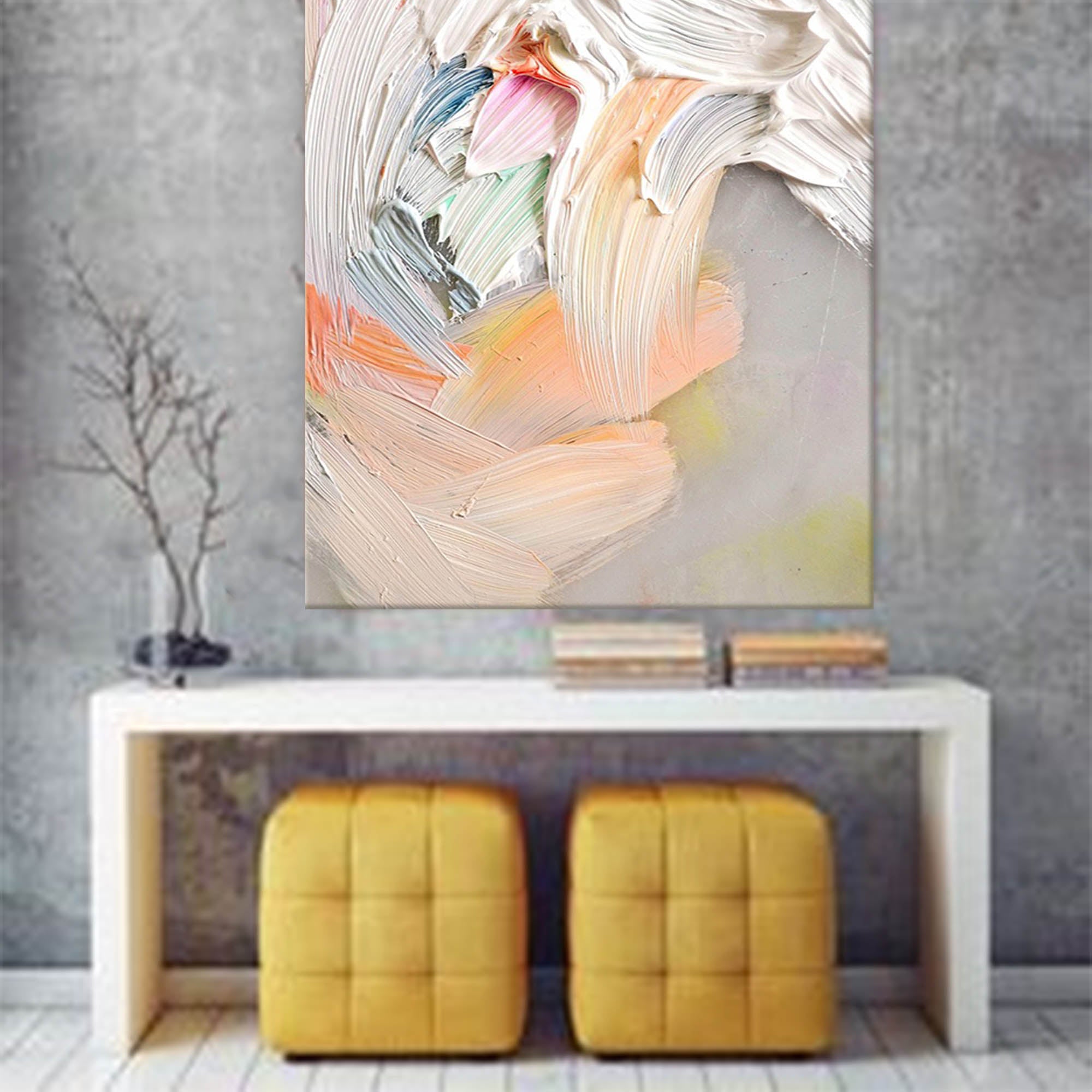 Textured Pastel Palette Knife Abstract Art