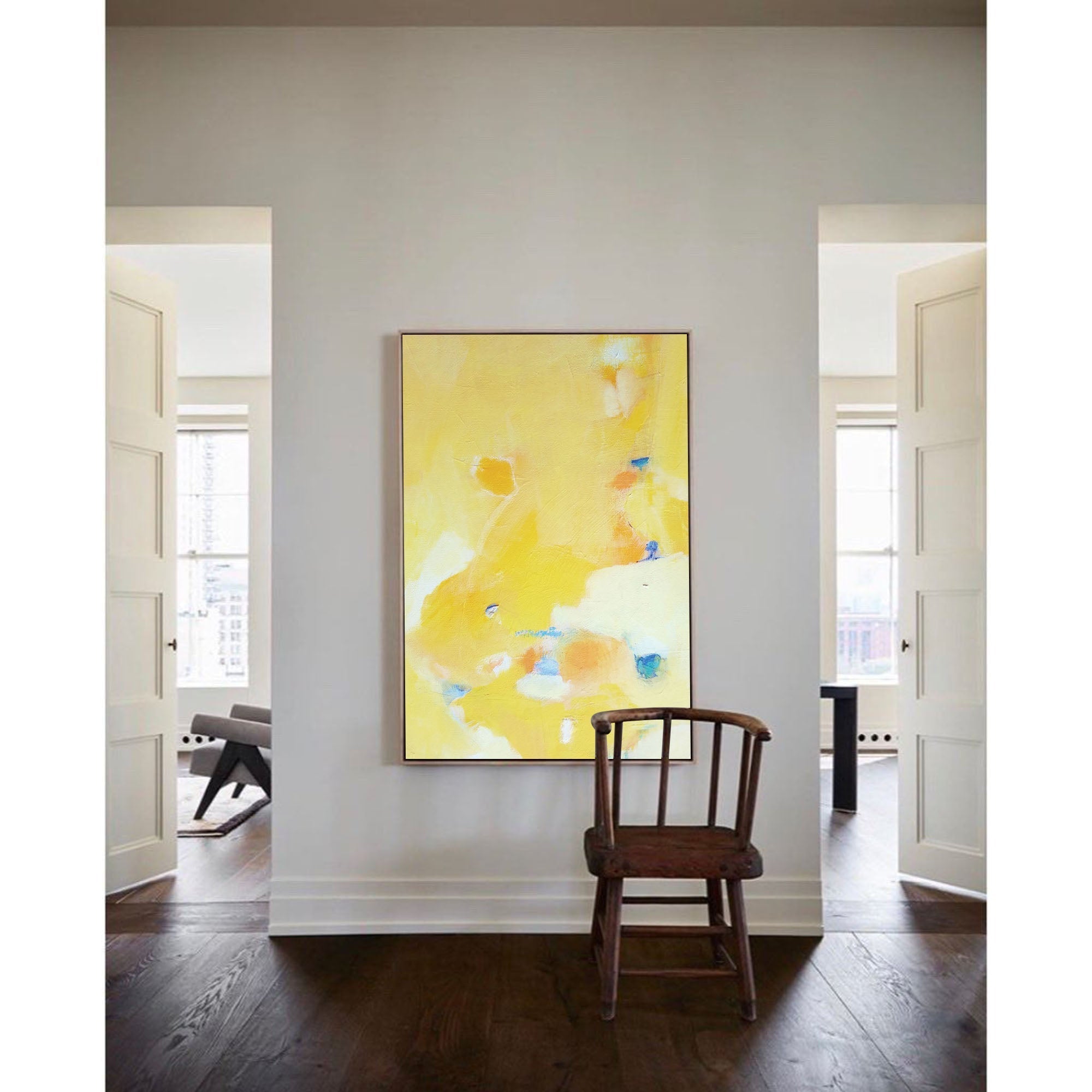 Soft Yellow Abstract Pastel Canvas Art