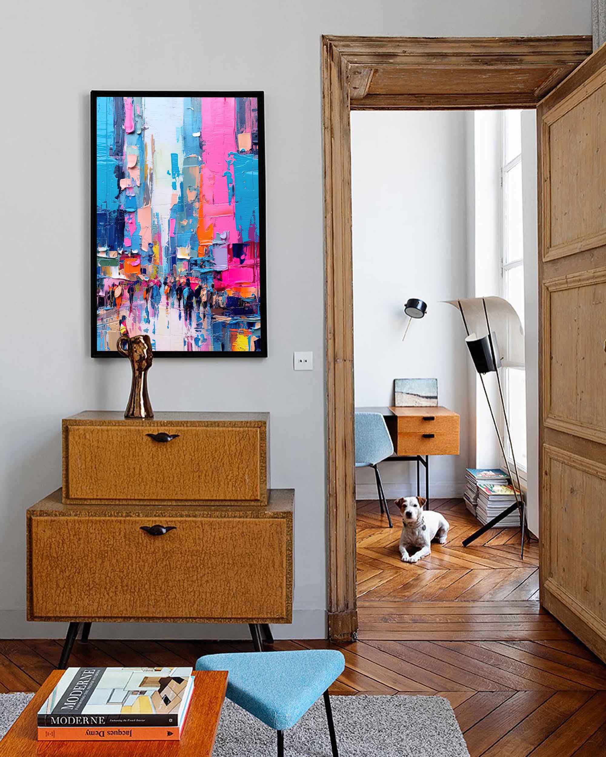 Vibrant City Life Oil Painting